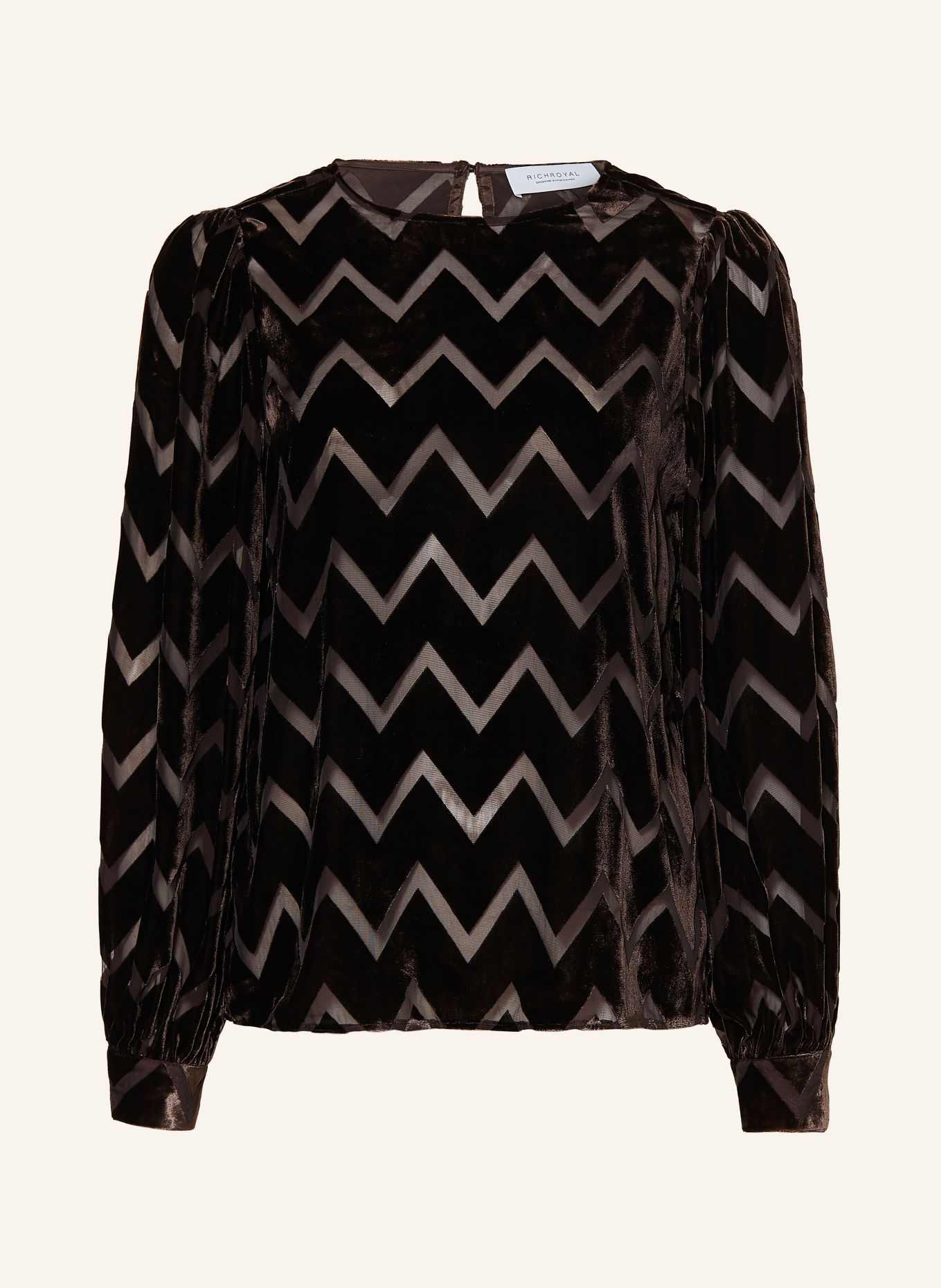 Rich & Royal Blusenshirt aus Samt: DUNKELBRAUN