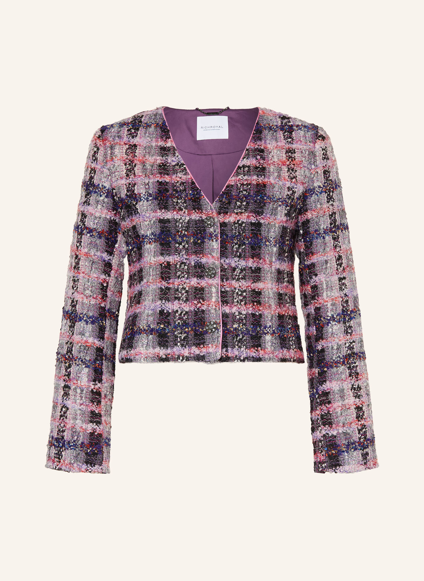 Rich & Royal Bouclé-Blazer met glittergaren: PAARS / GRIJS / LICHTPAARS