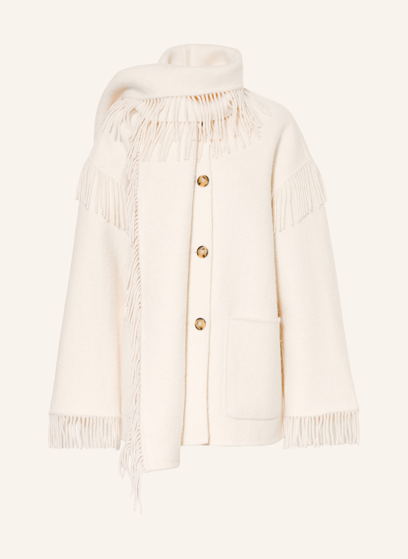 Rich & Royal Overshirt with detachable scarf: CREAM