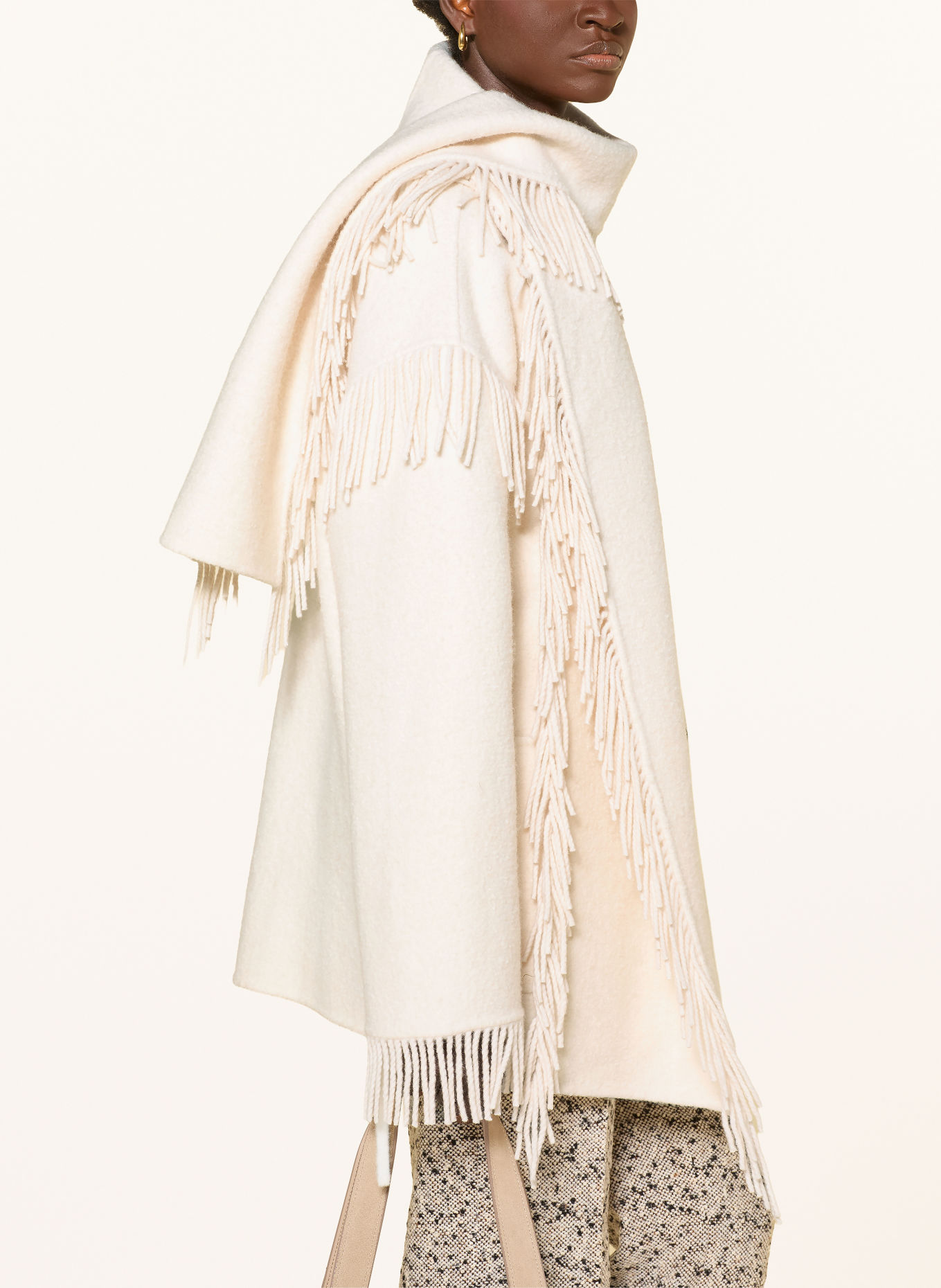 Rich & Royal Overshirt with detachable scarf: CREAM