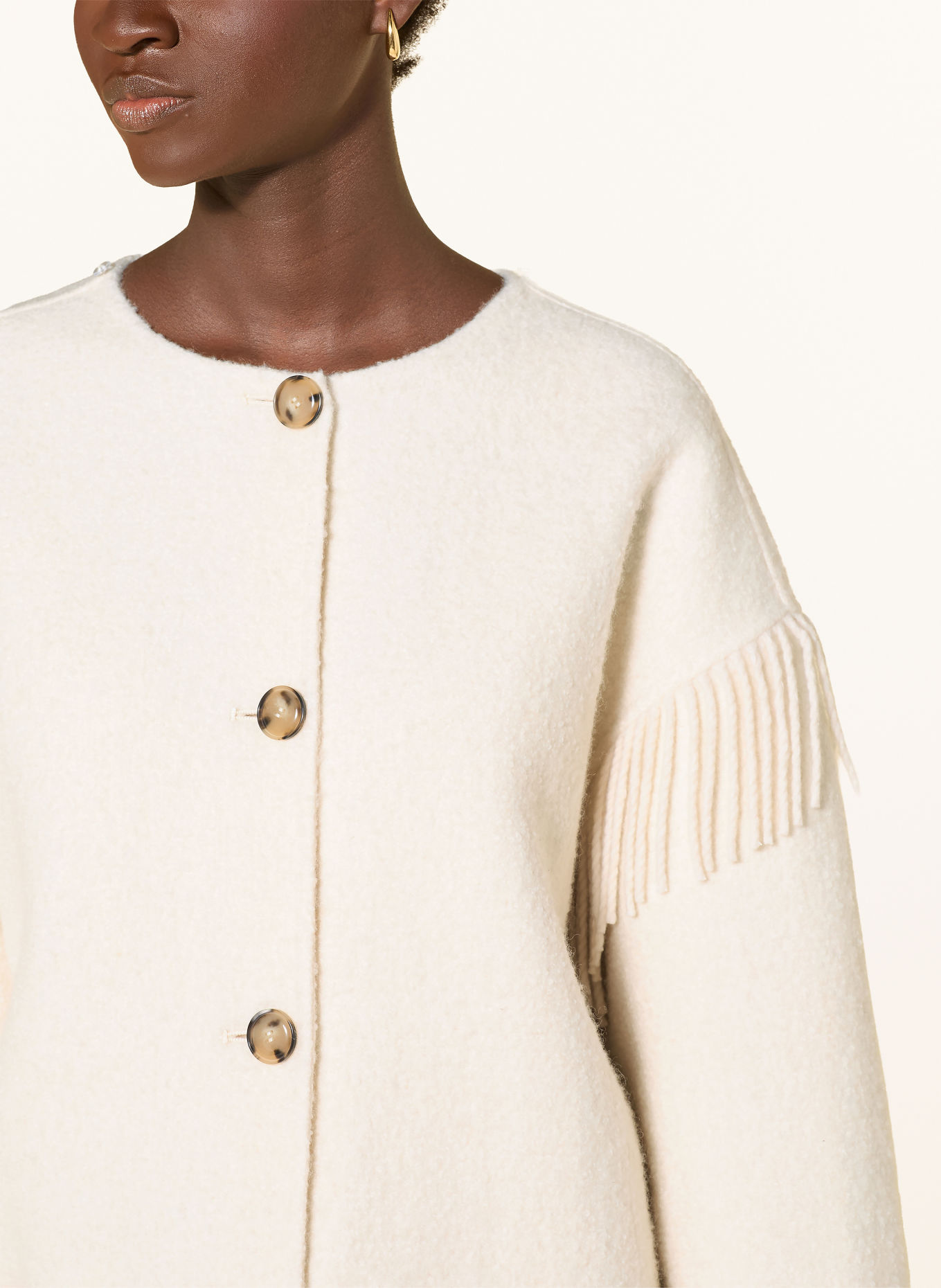Rich & Royal Overshirt with detachable scarf: CREAM