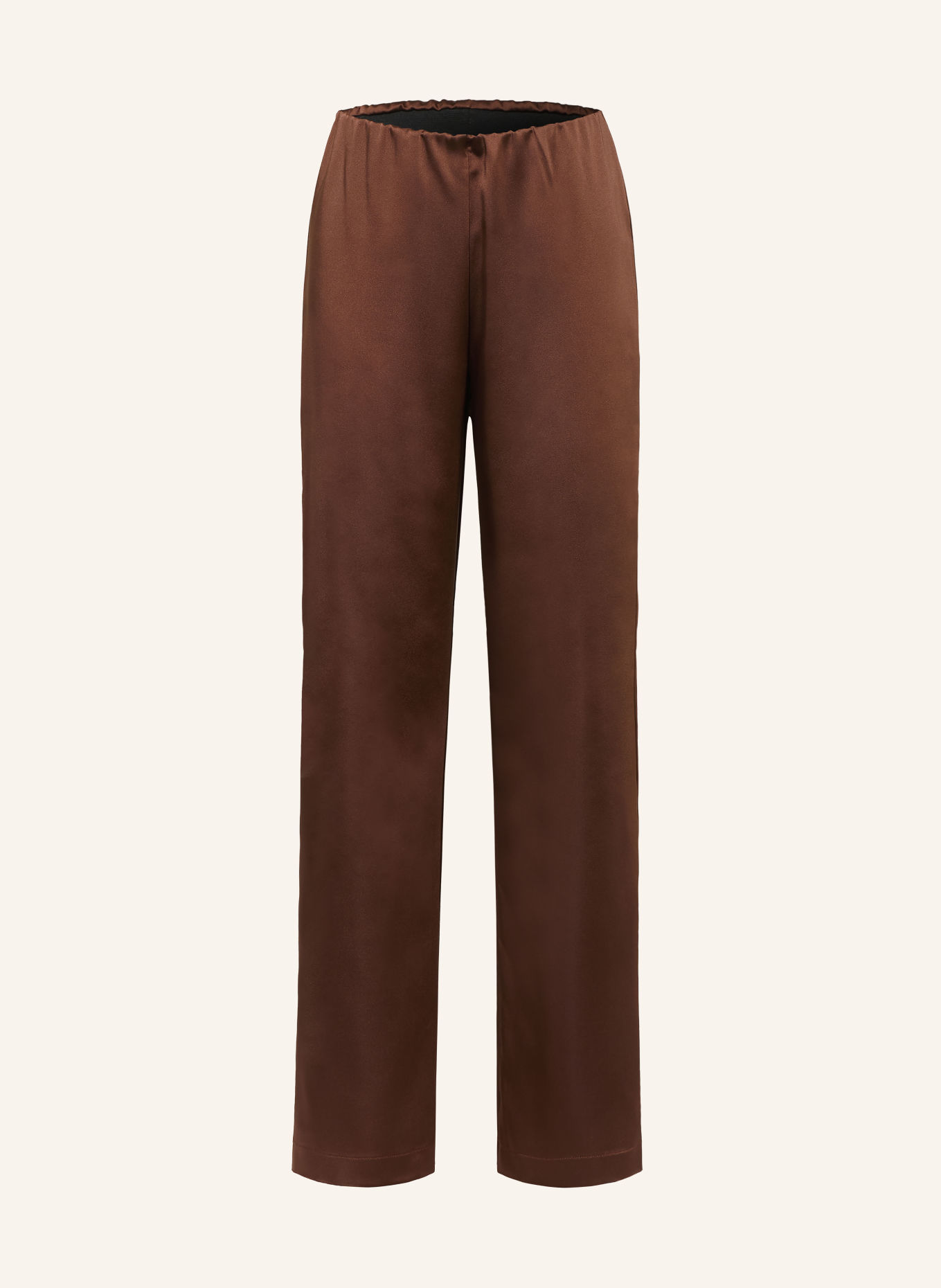 Rich & Royal Pantalon en satin: MARRON FONCÉ