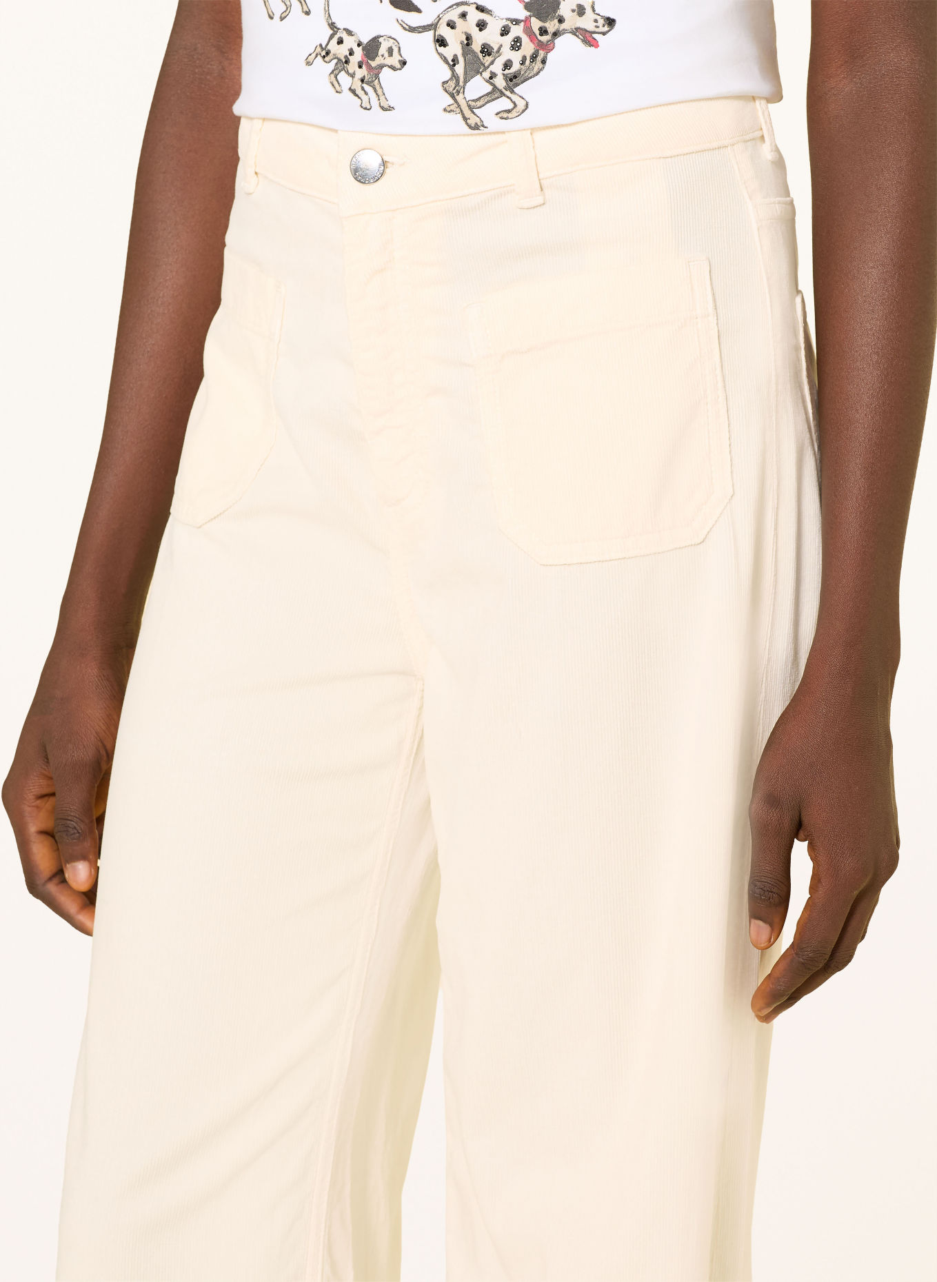 Rich & Royal Marlene-broek van corduroy: ECRU