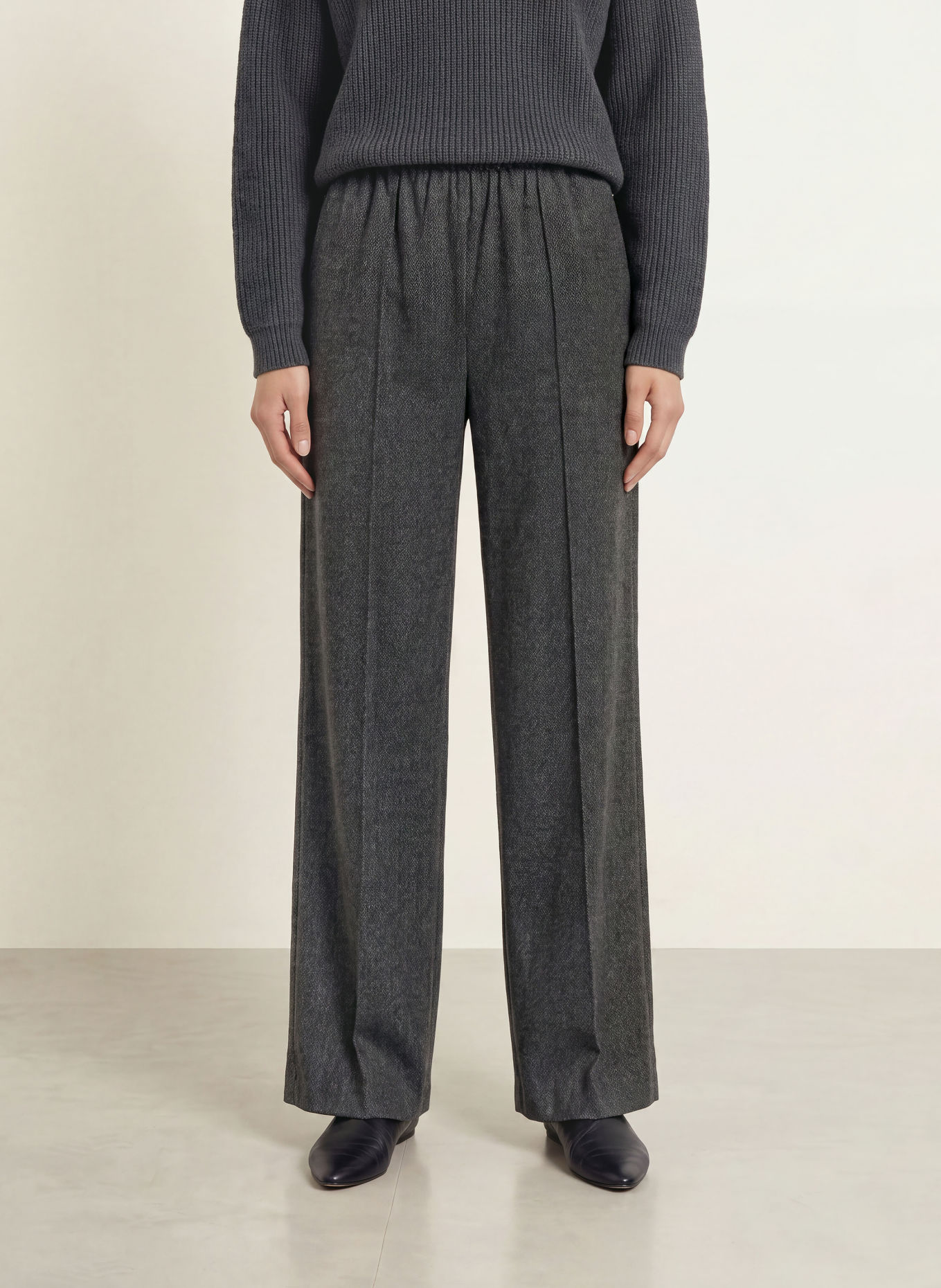 CARTOON Wide-leg trousers made from flanell: DARK GRAY / GRAY
