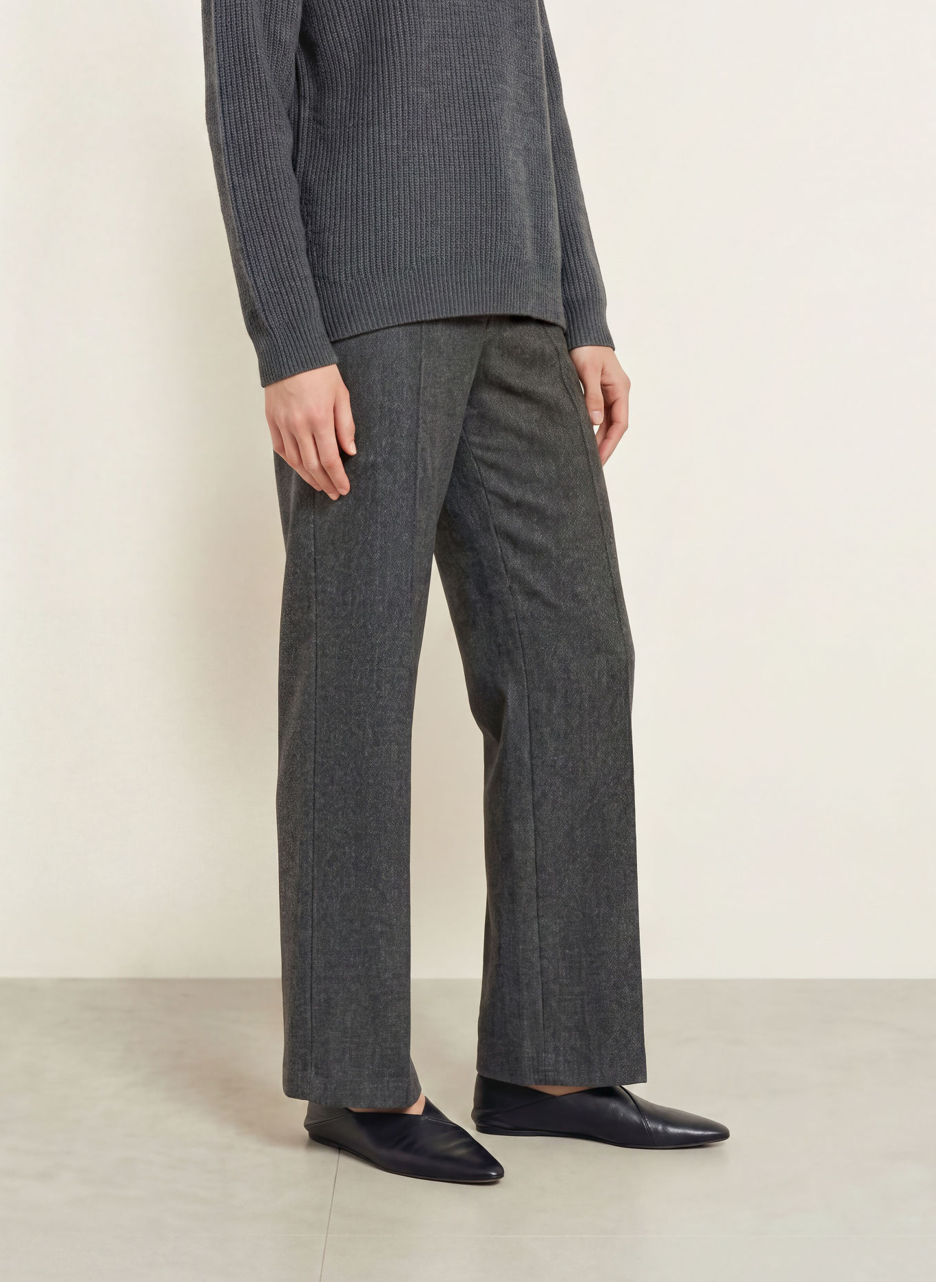 CARTOON Wide-leg trousers made from flanell: DARK GRAY / GRAY