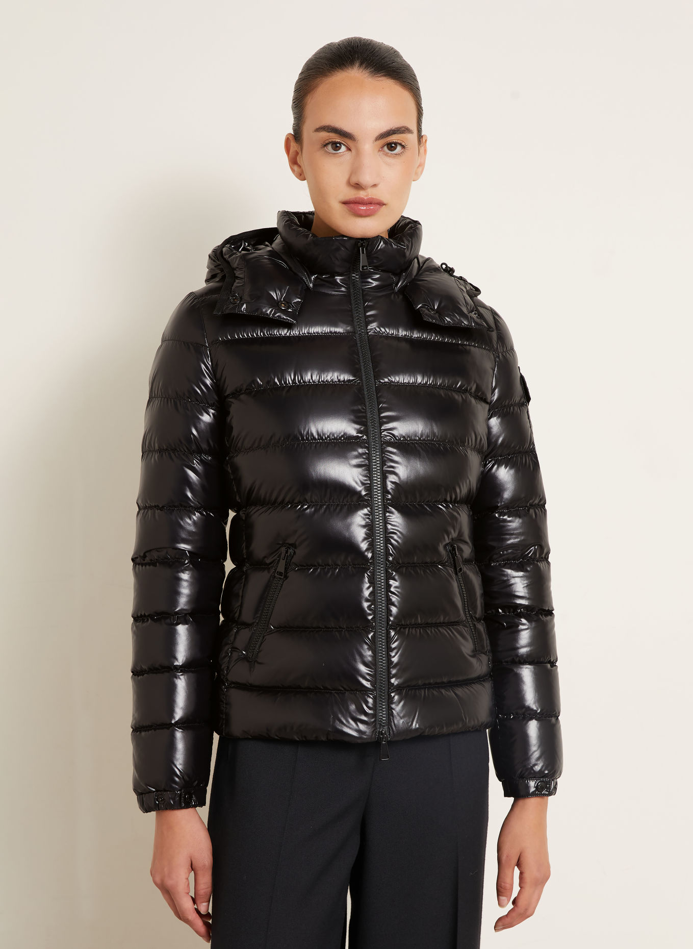 MONCLER Kurtka puchowa BADY z odpinanym kapturem: CZARNY