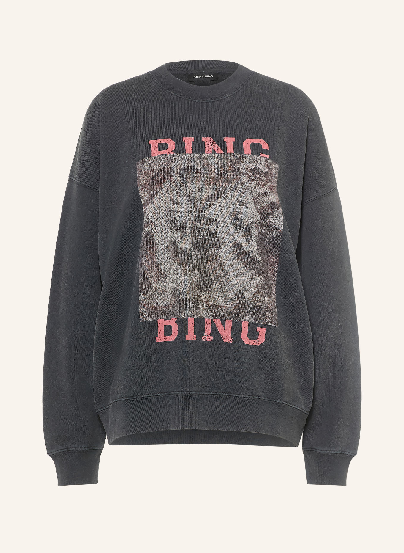 ANINE BING Sweatshirt MILES: GRIS FONCÉ / GRIS CLAIR / ROUGE CLAIR