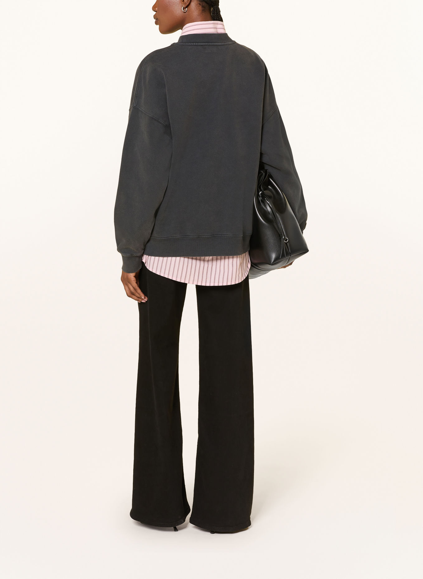 ANINE BING Sweatshirt MILES: GRIS FONCÉ / GRIS CLAIR / ROUGE CLAIR