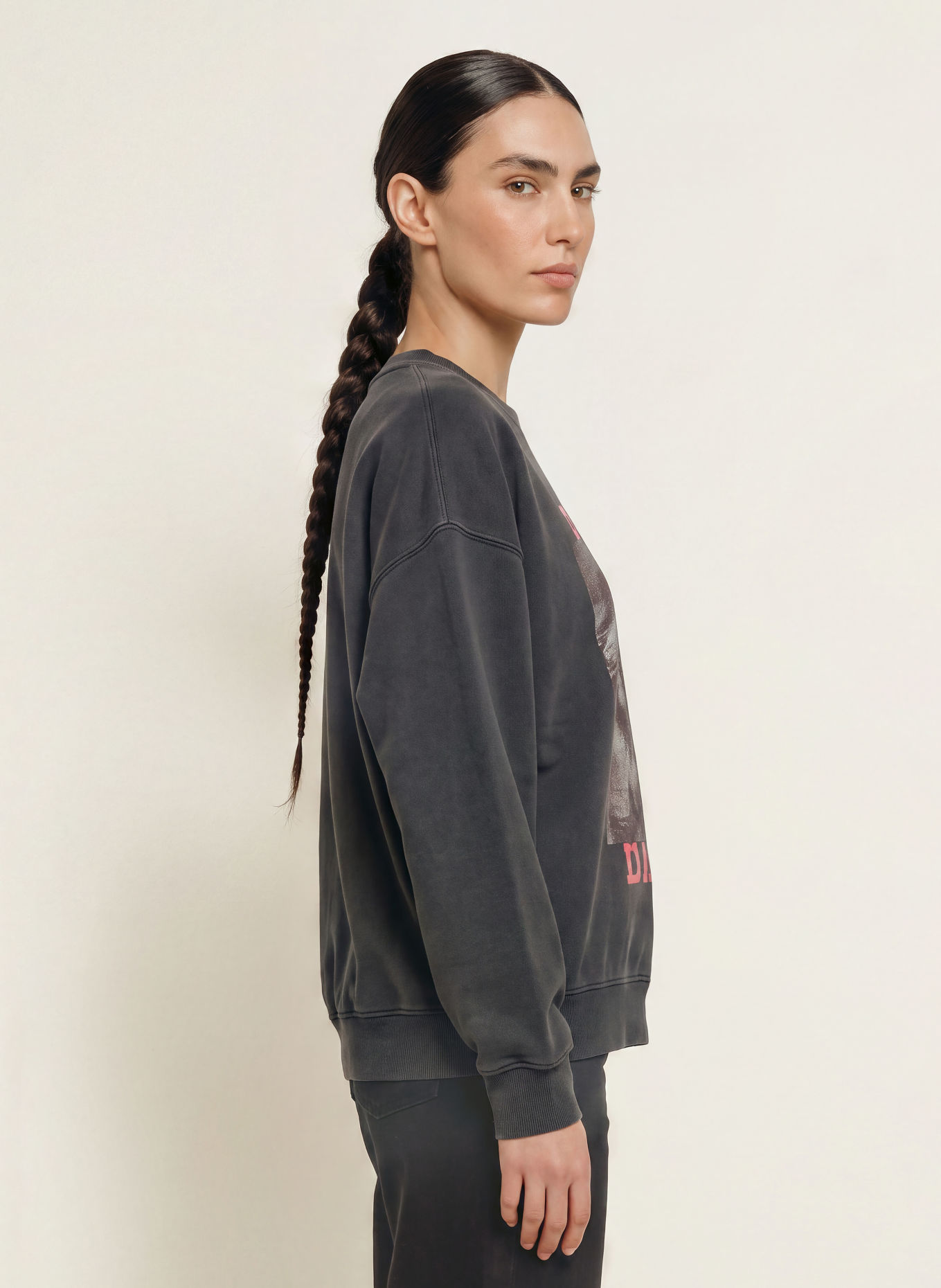 ANINE BING Sweatshirt MILES: GRIS FONCÉ / GRIS CLAIR / ROUGE CLAIR