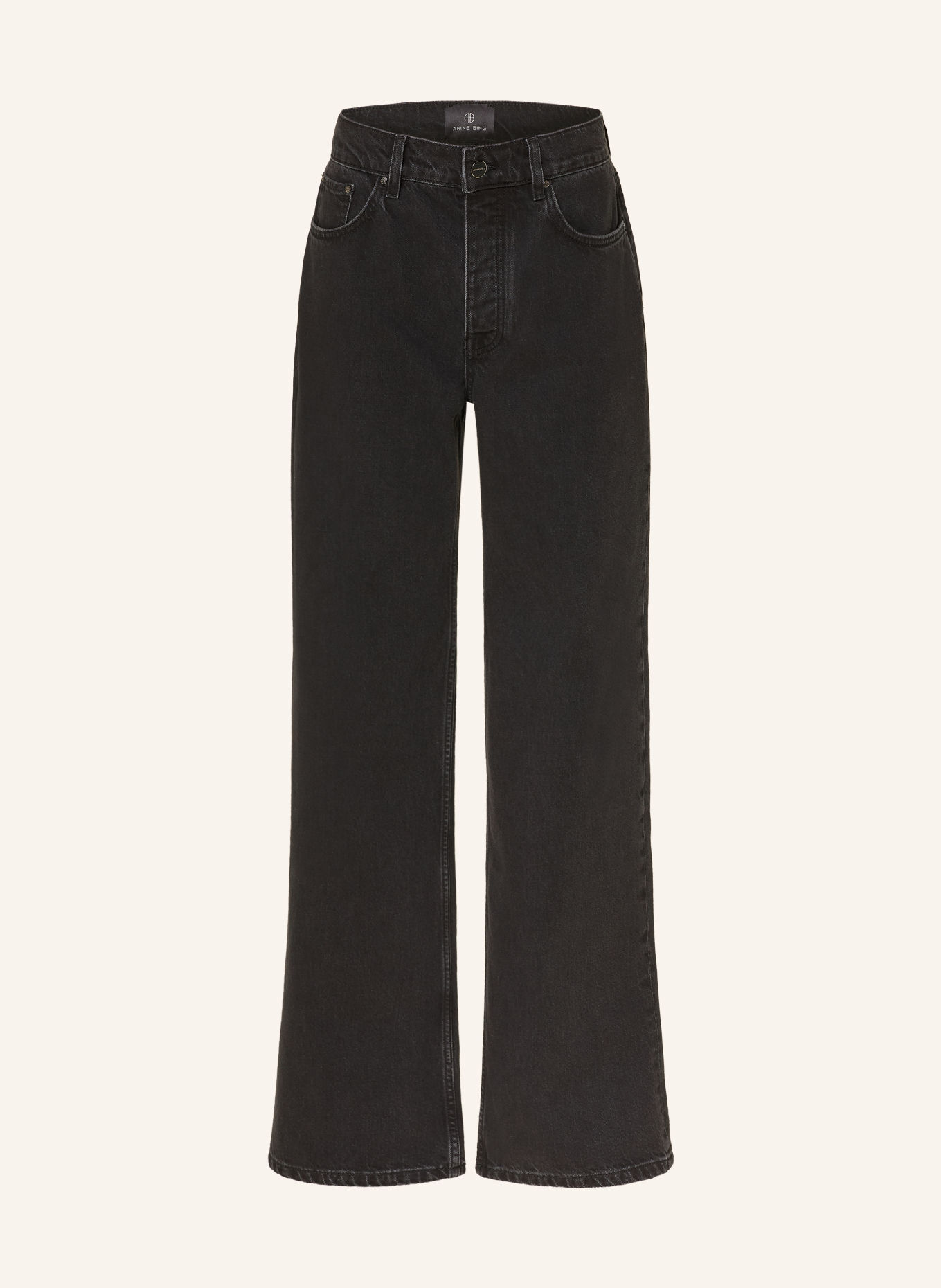 ANINE BING Wide leg jeans HUGH: BLACK BLACK