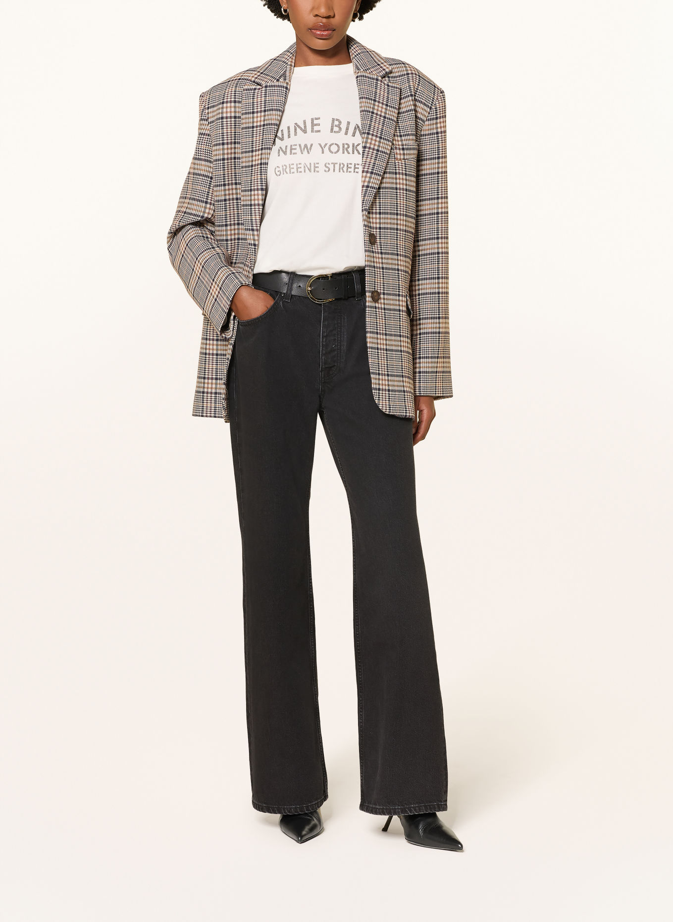 ANINE BING Wide leg jeans HUGH: BLACK BLACK