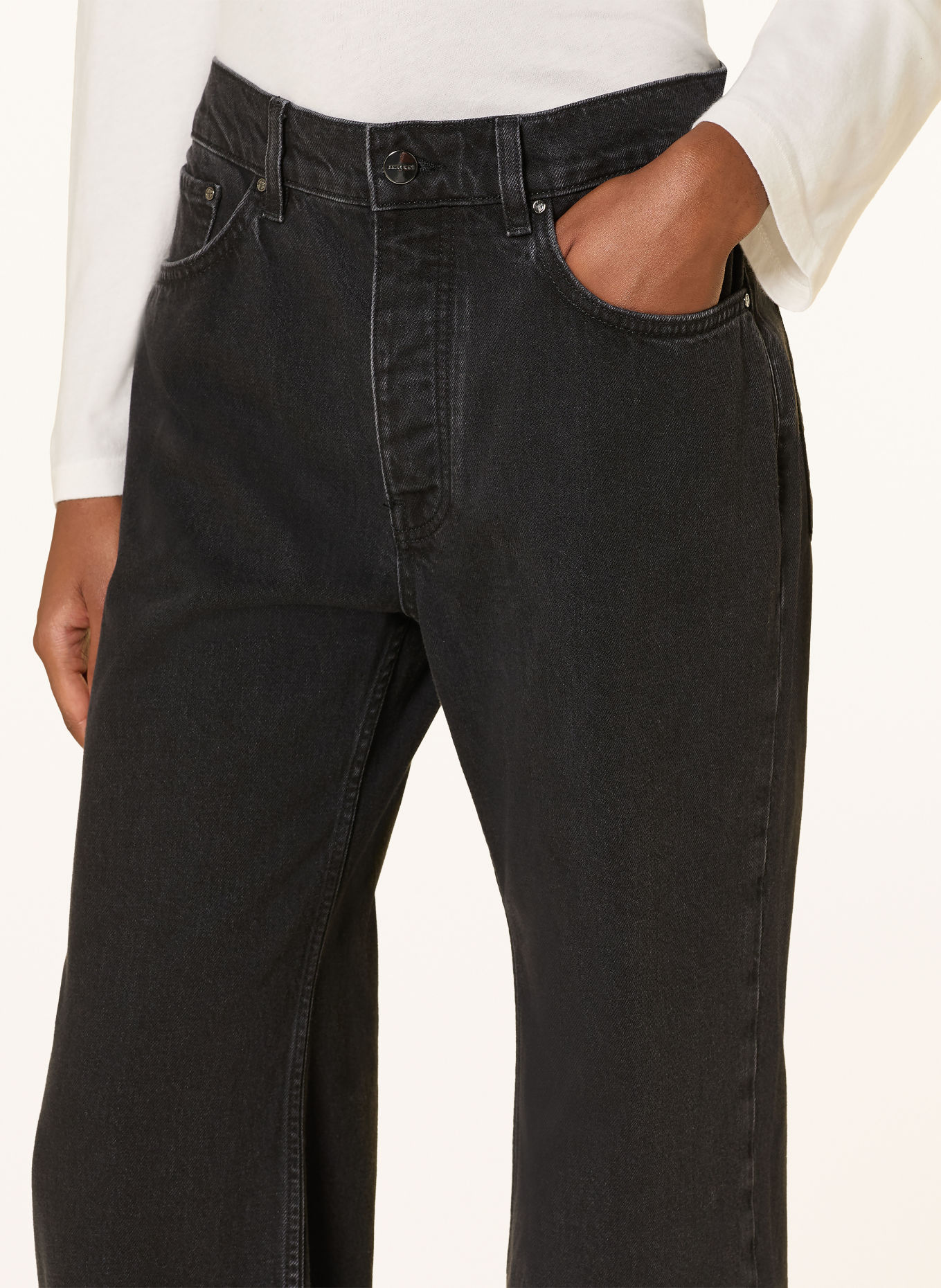 ANINE BING Wide leg jeans HUGH: BLACK BLACK