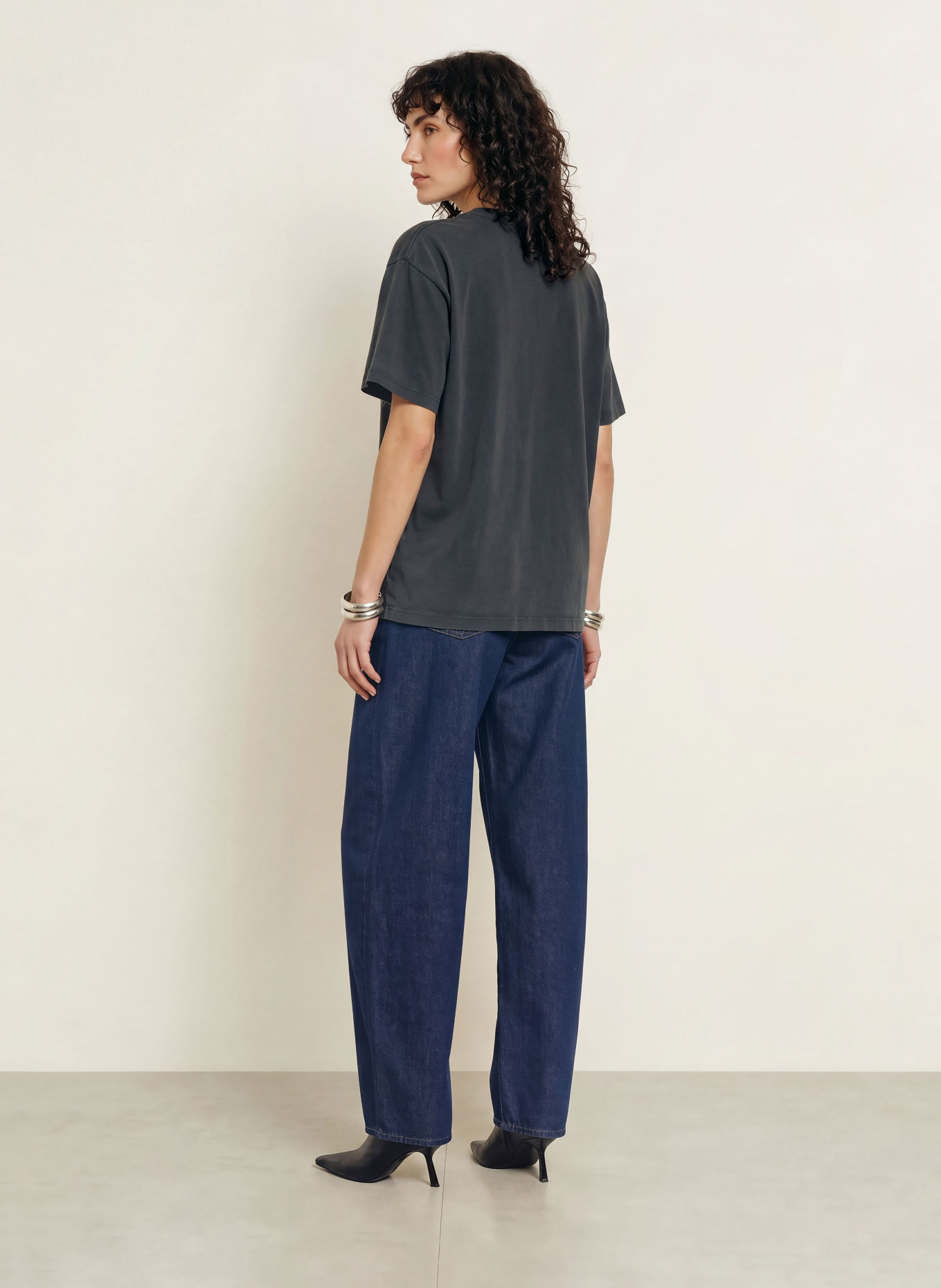 ANINE BING T-Shirt CADE: DUNKELGRAU / BRAUN / PINK