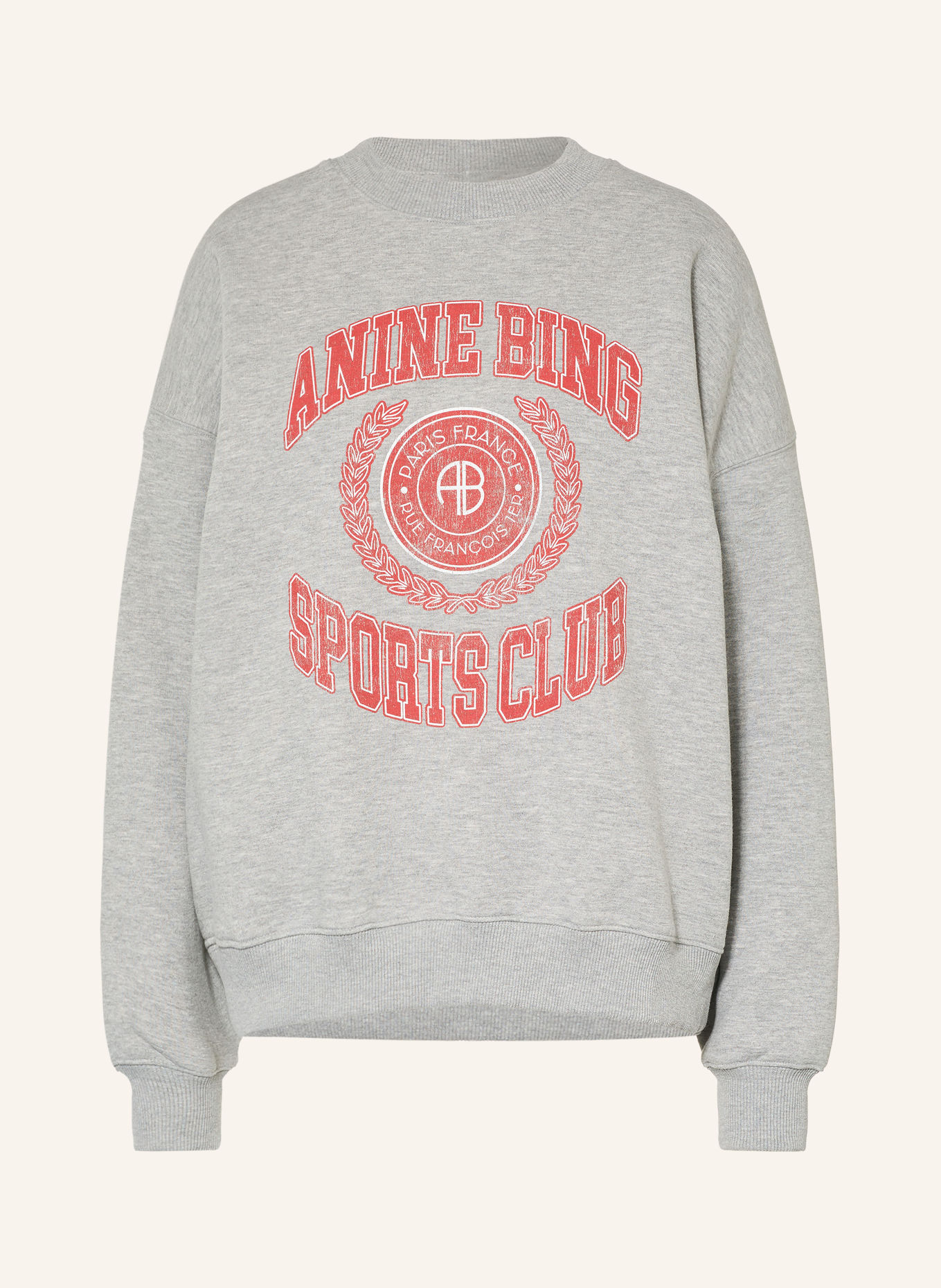 ANINE BING Sweatshirt MILES: GRIJS / ECRU / ROOD