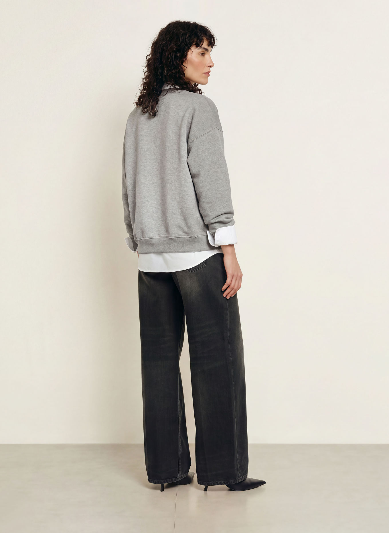 ANINE BING Sweatshirt MILES: GRIJS / ECRU / ROOD