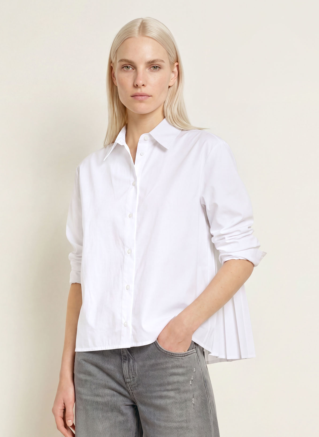 darling harbour Pleated shirt blouse: 1000 WEISS