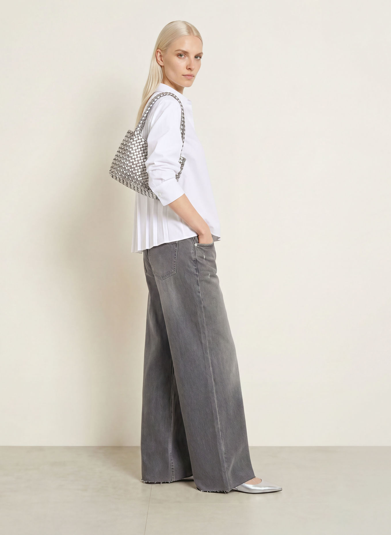 darling harbour Pleated shirt blouse: 1000 WEISS