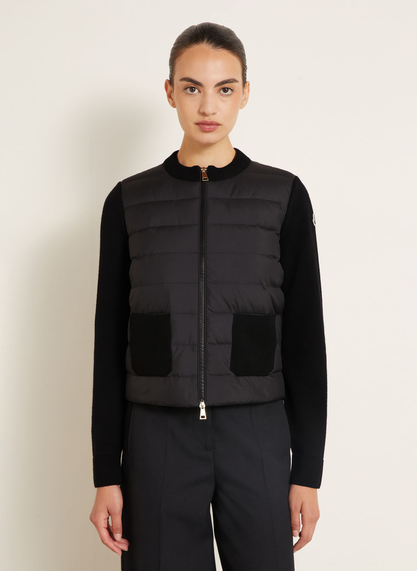 MONCLER Lekka kurtka puchowa z mieszanki materiałów: CZARNY