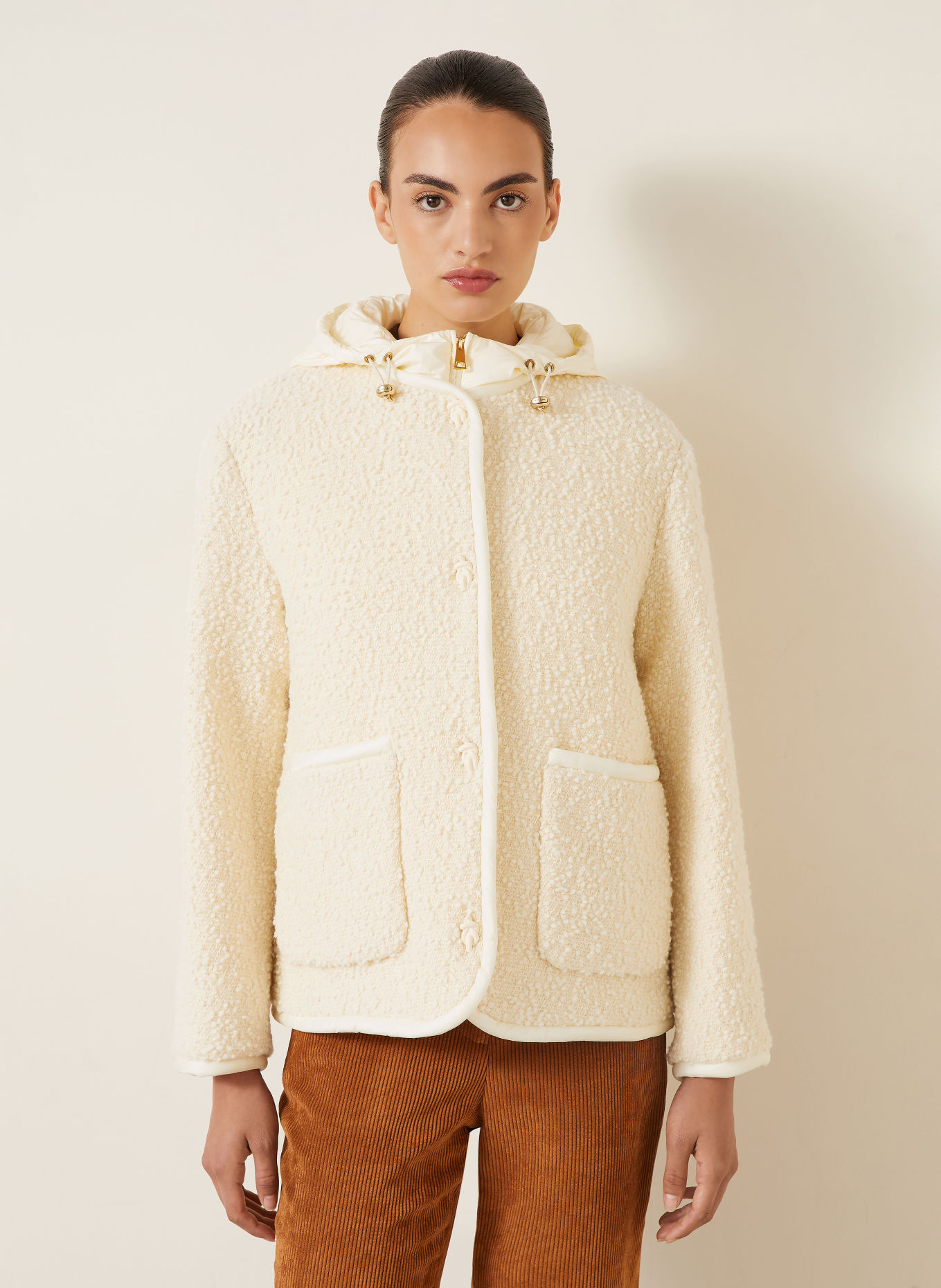 MONCLER Kurtka puchowa 2 w 1 HYLESINE z mieszanki materiałów: BIAŁY