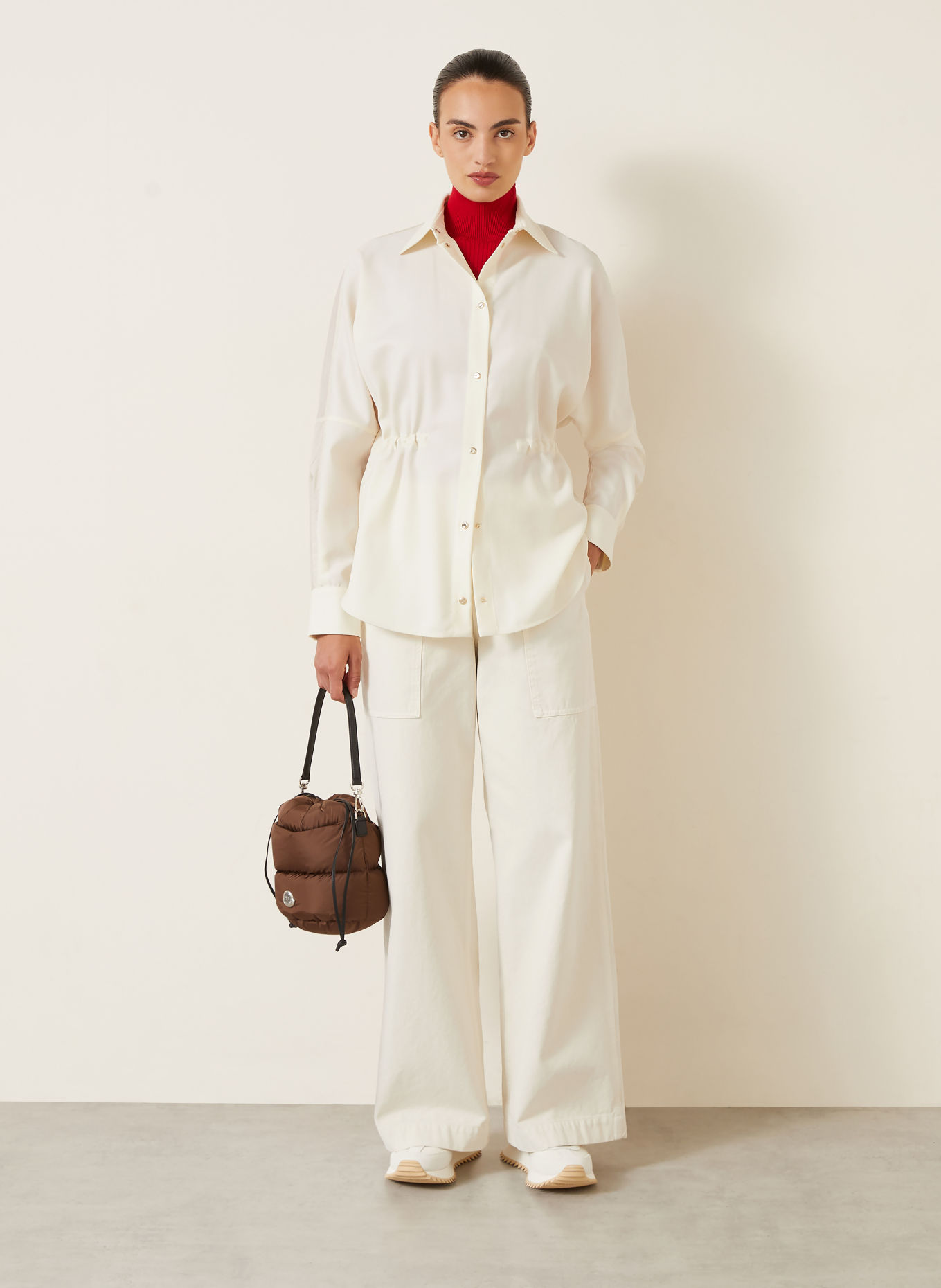 MONCLER Shirt blouse in a mix of materials: CREAM
