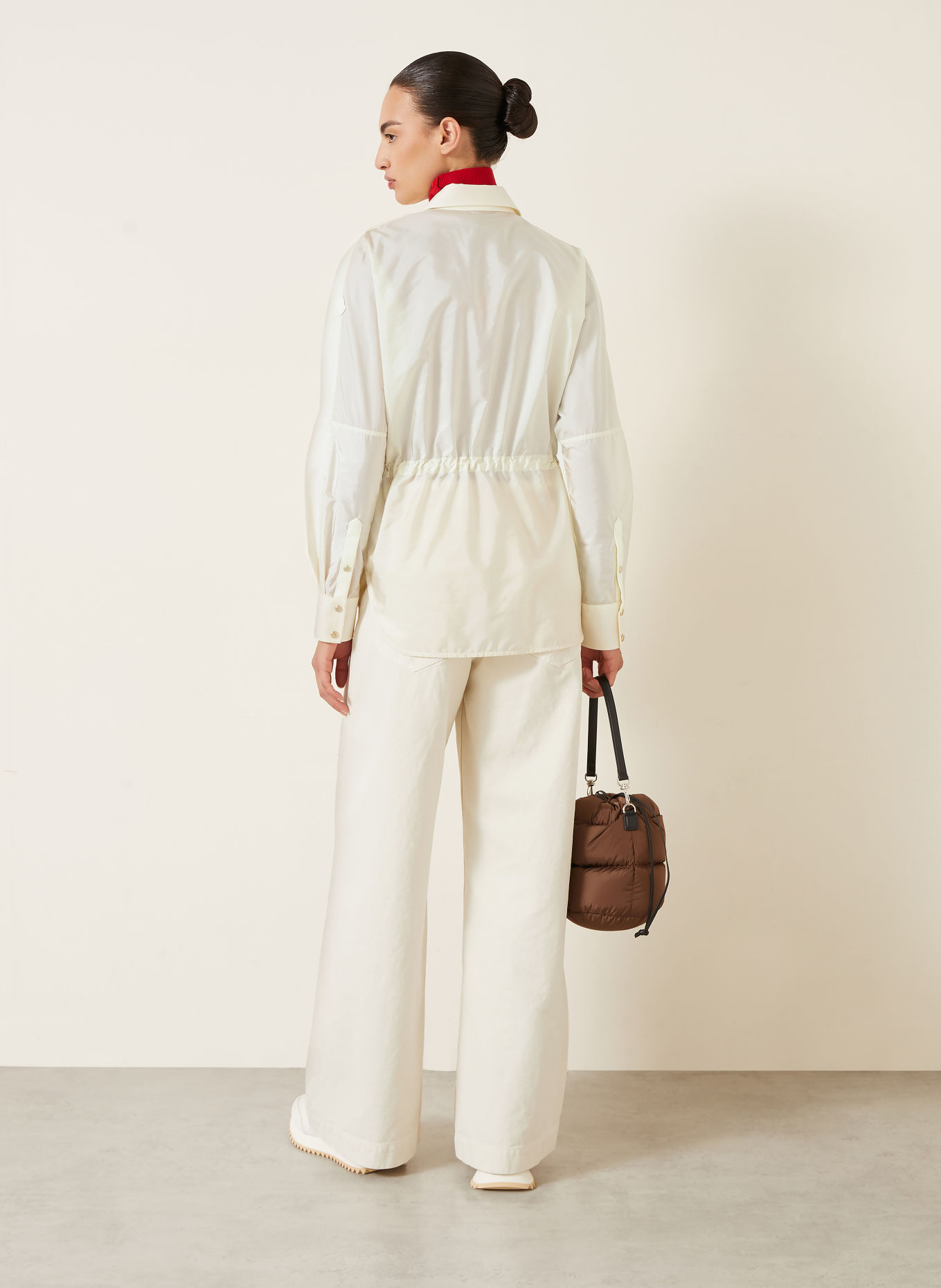 MONCLER Shirt blouse in a mix of materials: CREAM