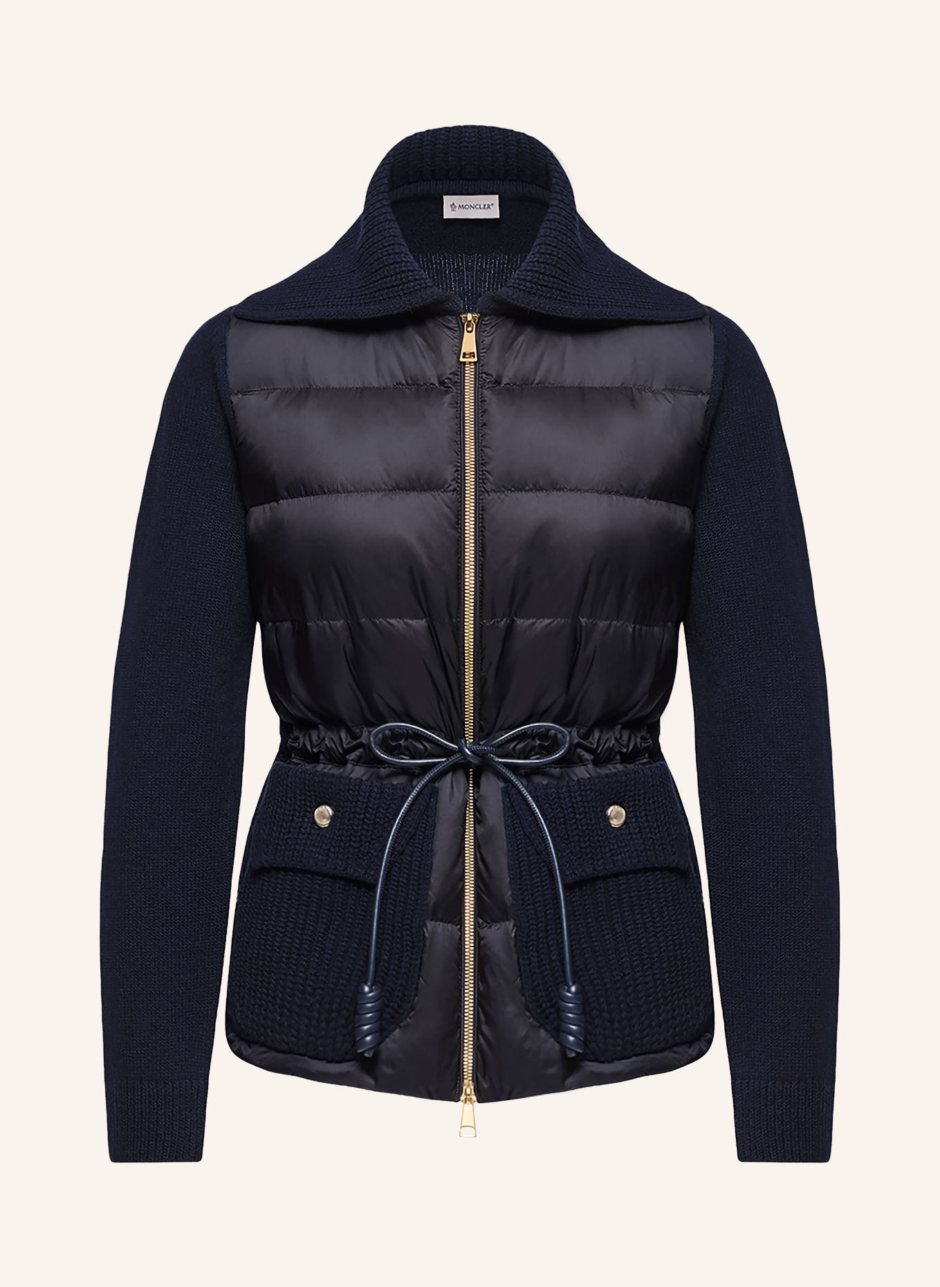 MONCLER Kurtka puchowa z mieszanki materiałów: GRANATOWY