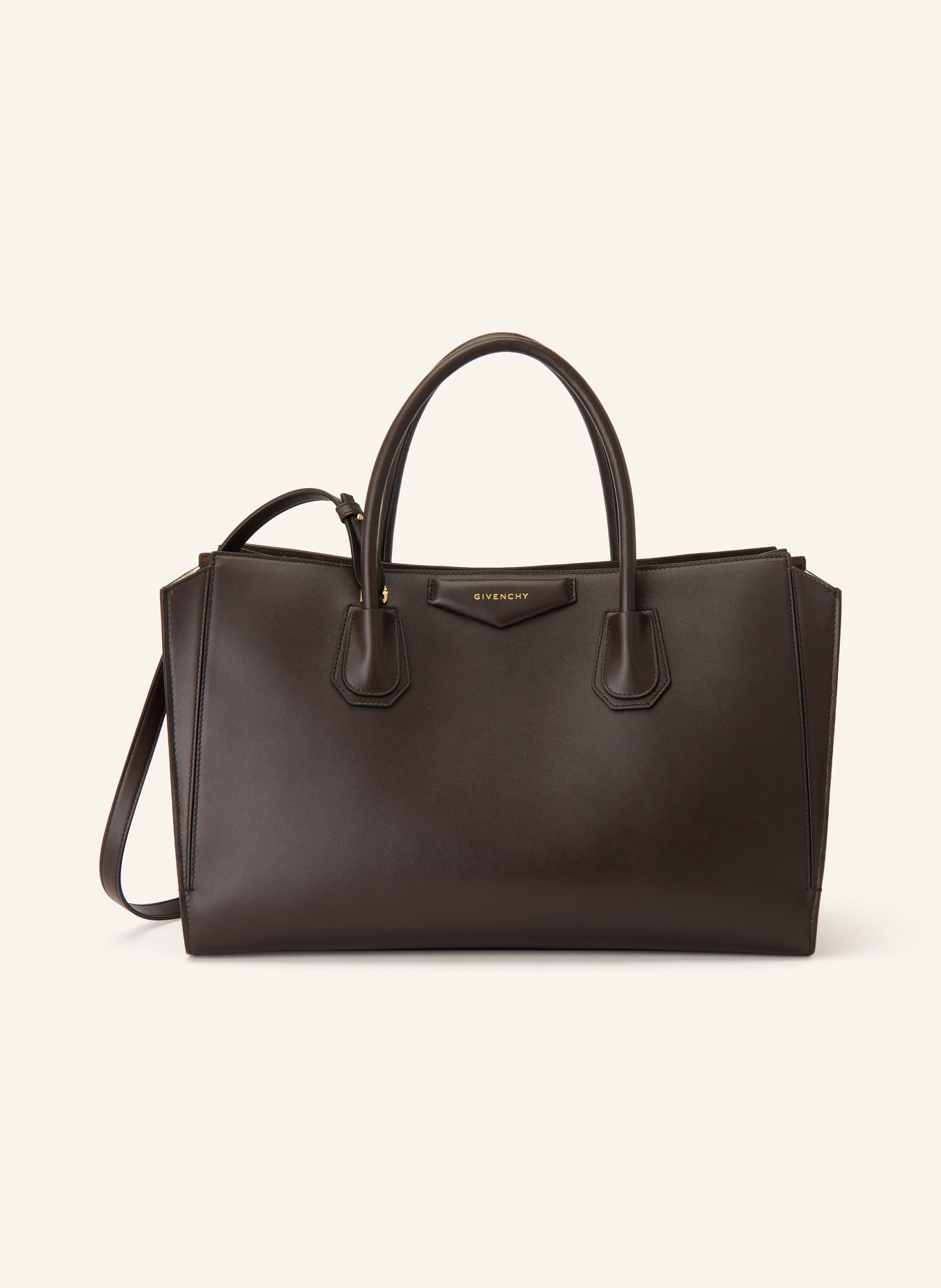 GIVENCHY Shoppers ANTIGONA MEDIUM: MARRON FONCÉ / GOUD