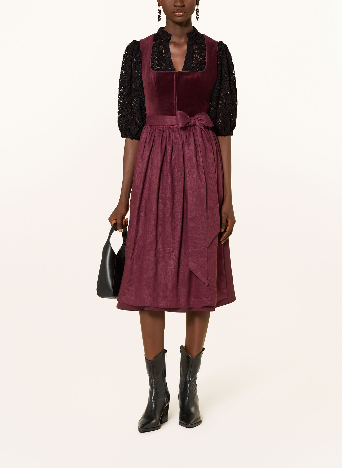 LIMBERRY Dirndlbluse LIA aus Spitze mit 3/4-Arm: SCHWARZ