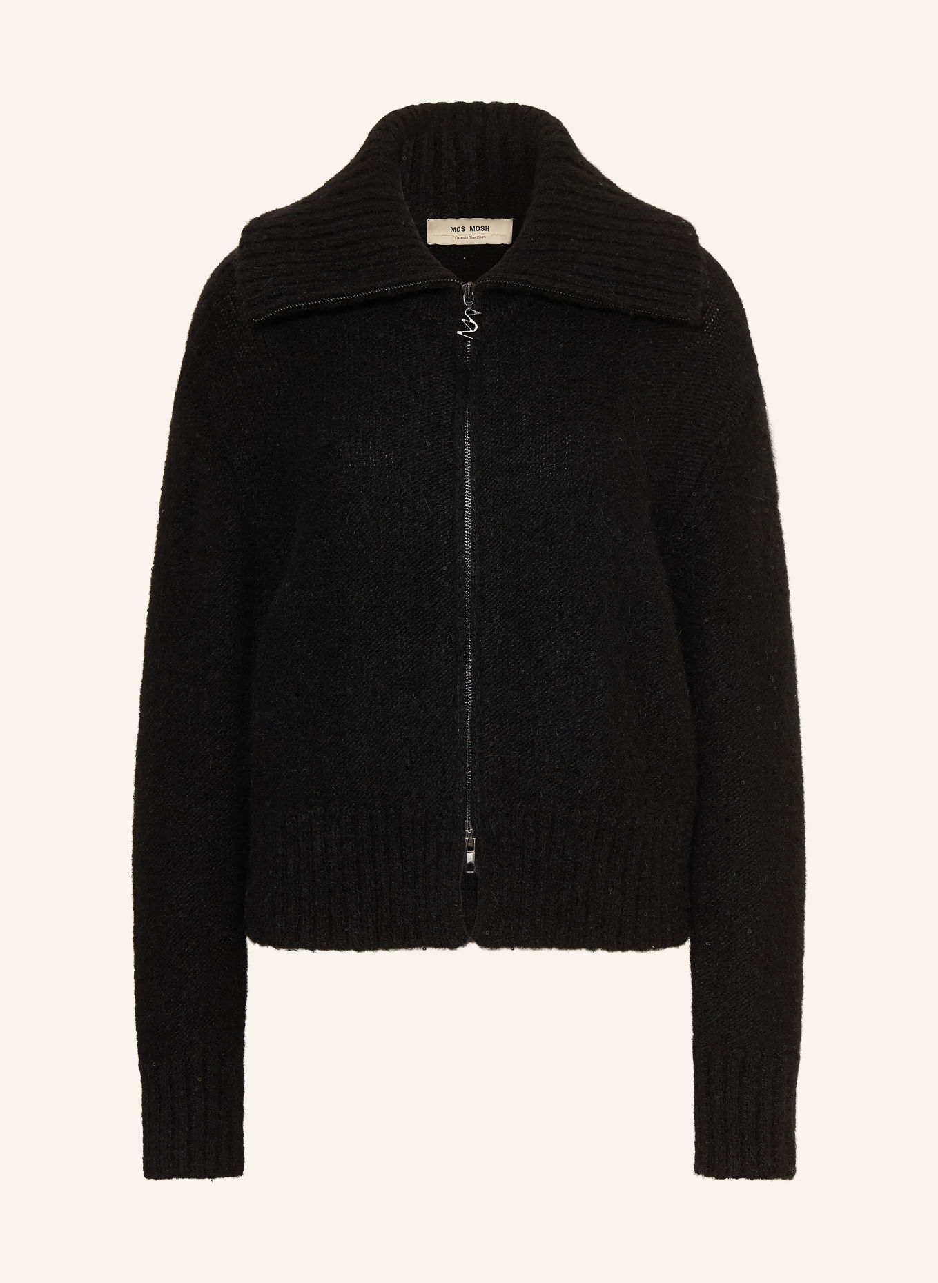 MOS MOSH MMWELMA HULDA Cardigan with Alpaca and Sequins: BLACK