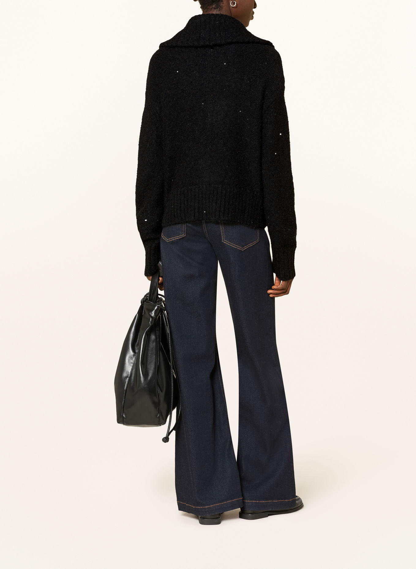 MOS MOSH MMWELMA HULDA Cardigan with Alpaca and Sequins: BLACK