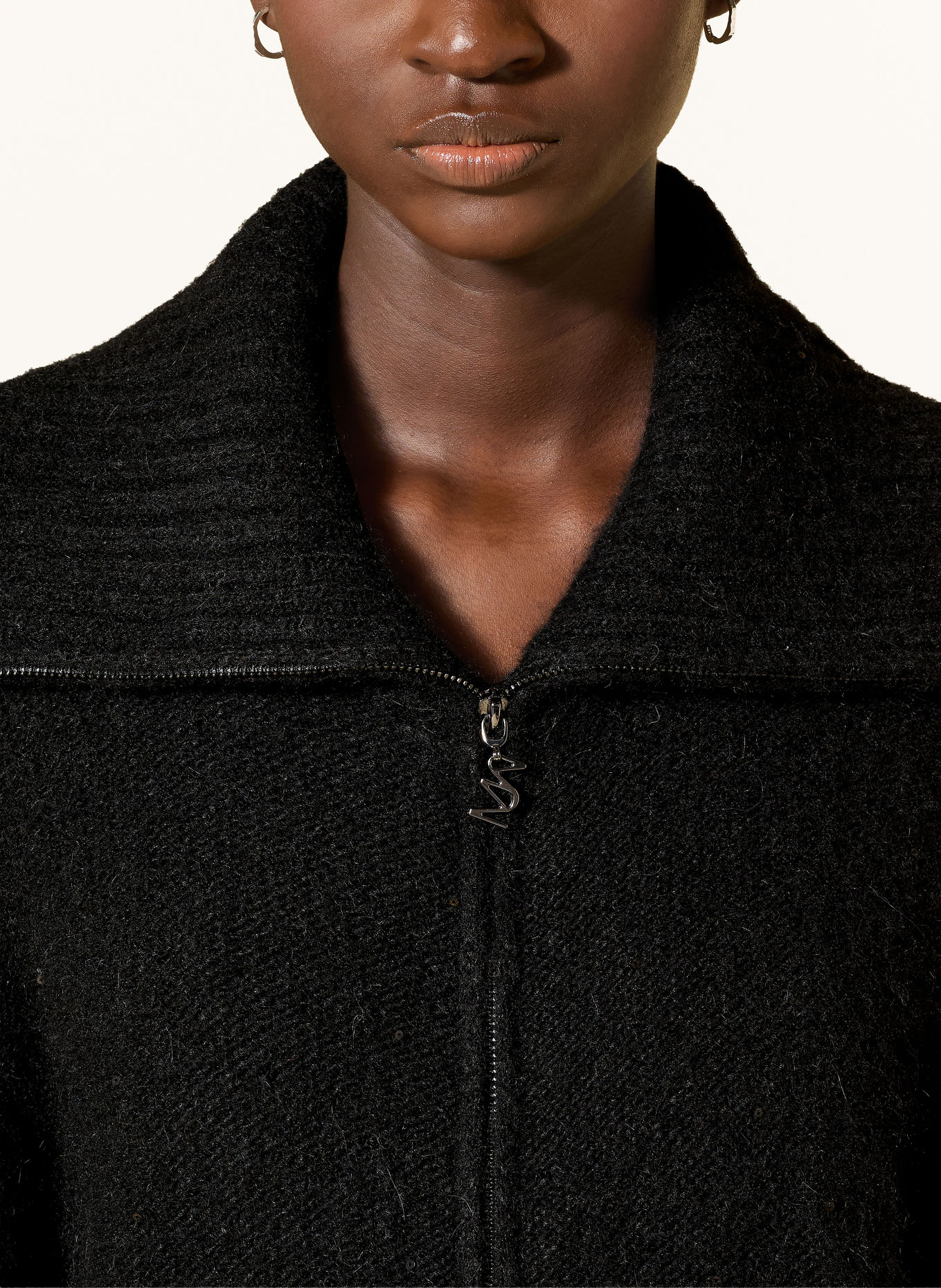 MOS MOSH MMWELMA HULDA Cardigan with Alpaca and Sequins: BLACK