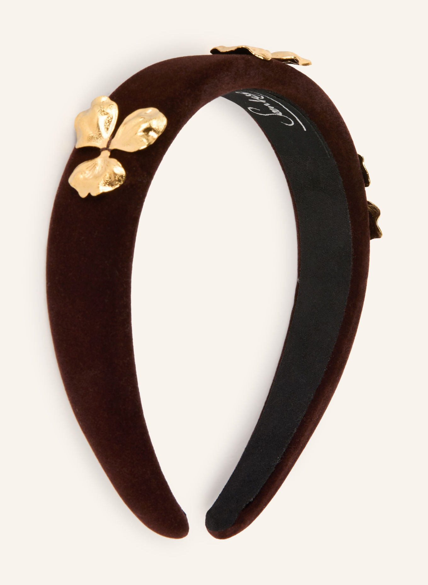 Seenberg Fluwelen haarband: ZWART / GOUD