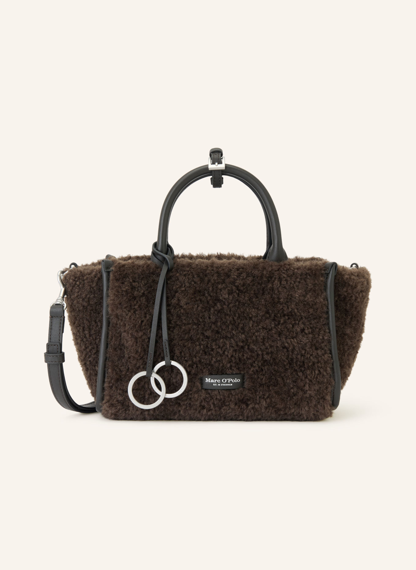 Marc O'Polo Handtasche GLADYS aus Kunstfell: DUNKELBRAUN / SILBER