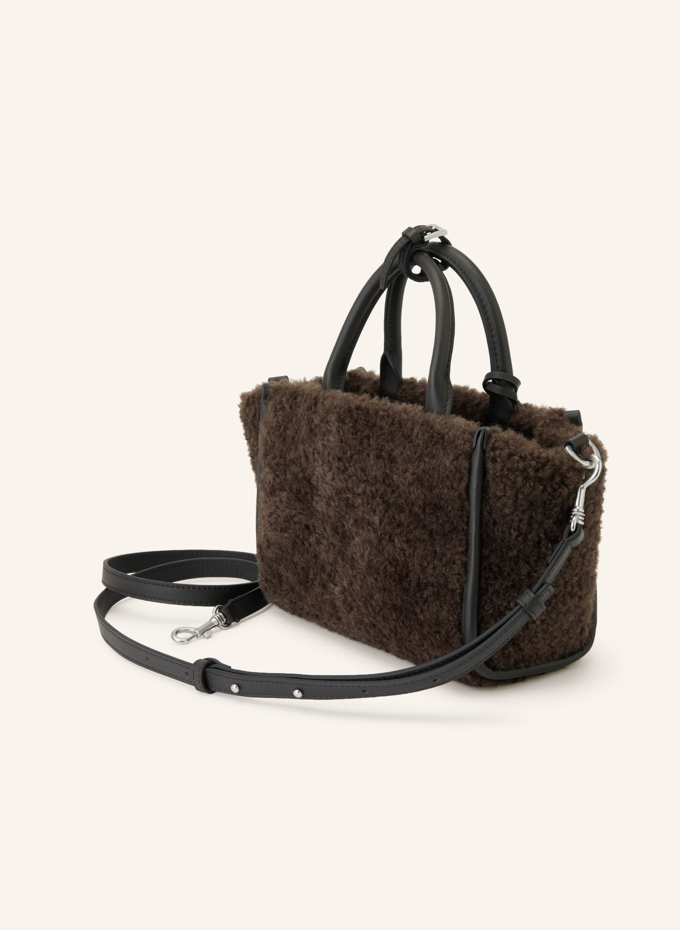Marc O'Polo Handtasche GLADYS aus Kunstfell: DUNKELBRAUN / SILBER