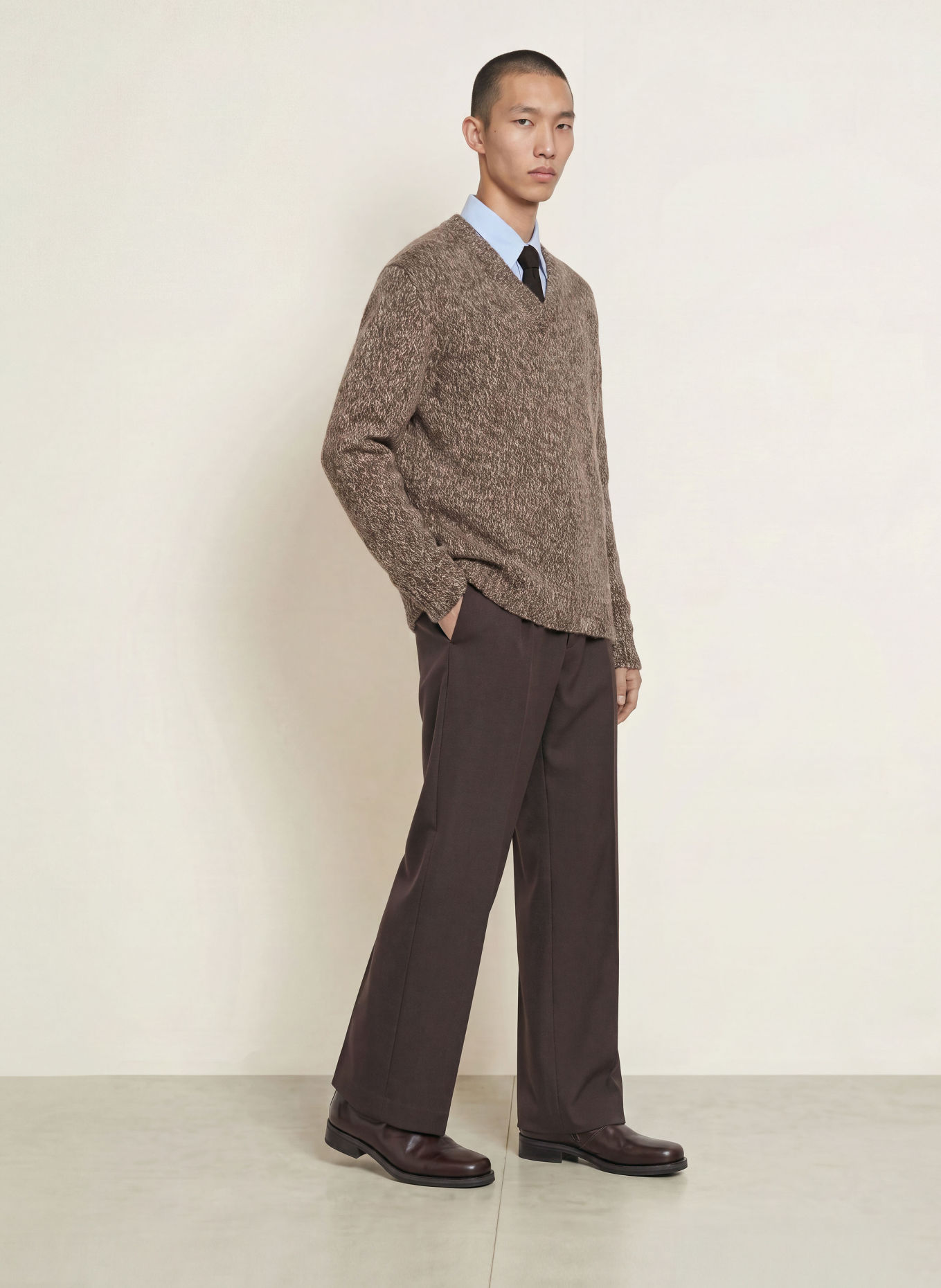 NN.07 Pullover FLINT: DUNKELBRAUN / CREME