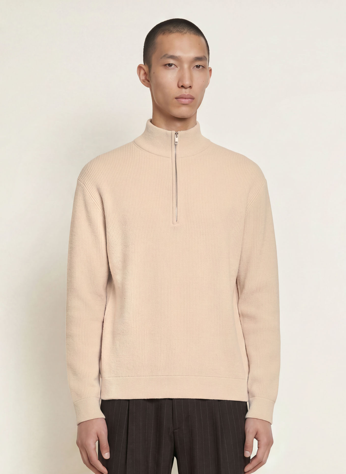 NN.07 Pull col zippé DANNY: BEIGE