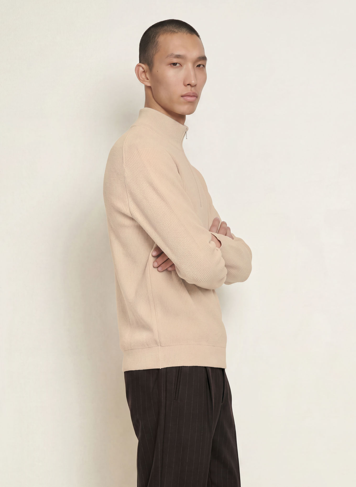 NN.07 Pull col zippé DANNY: BEIGE