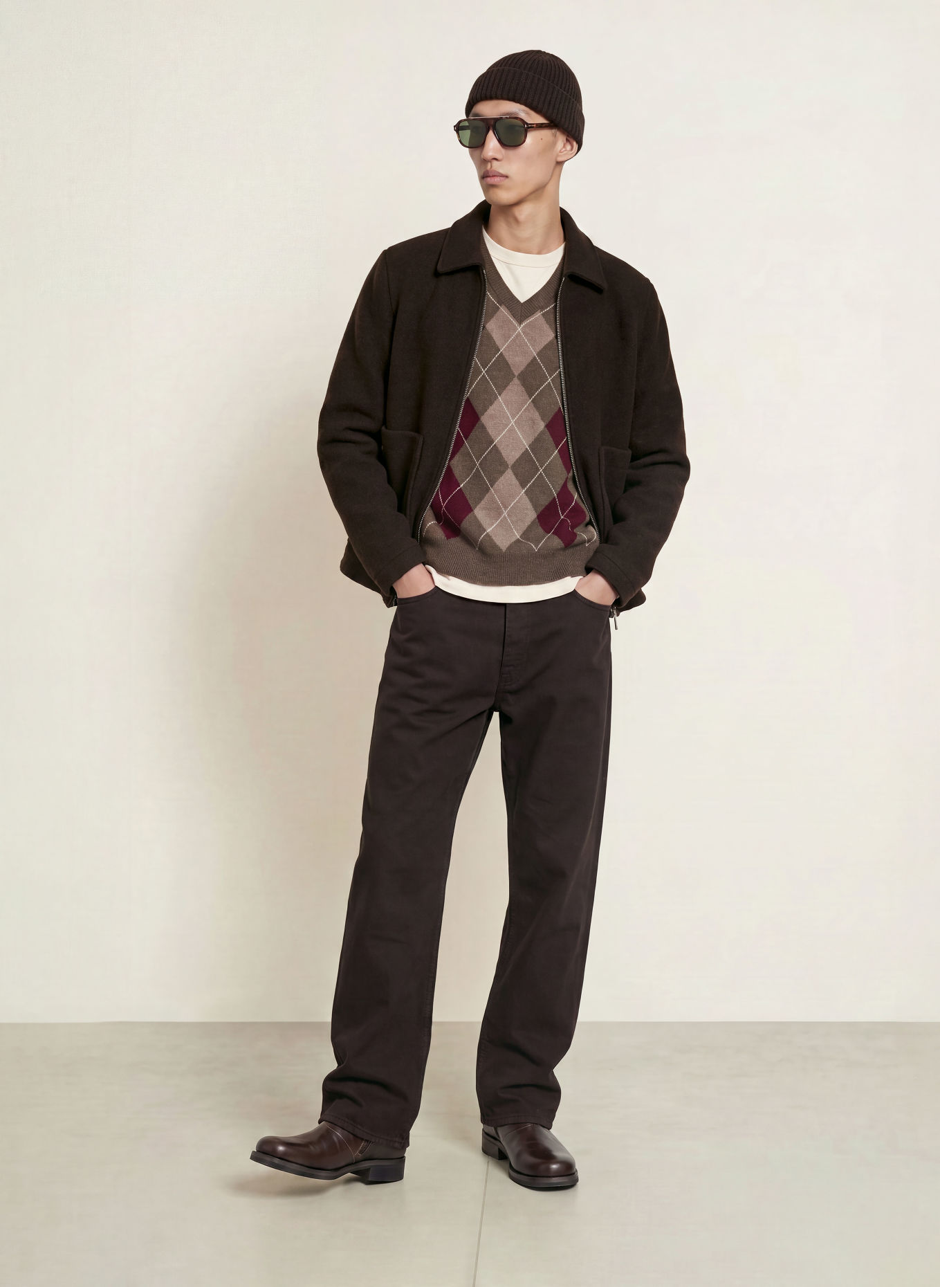 NN.07 Sweter OTTO: FIOLETOWY / CIEMNOBRĄZOWY / SZAROBRĄZOWY