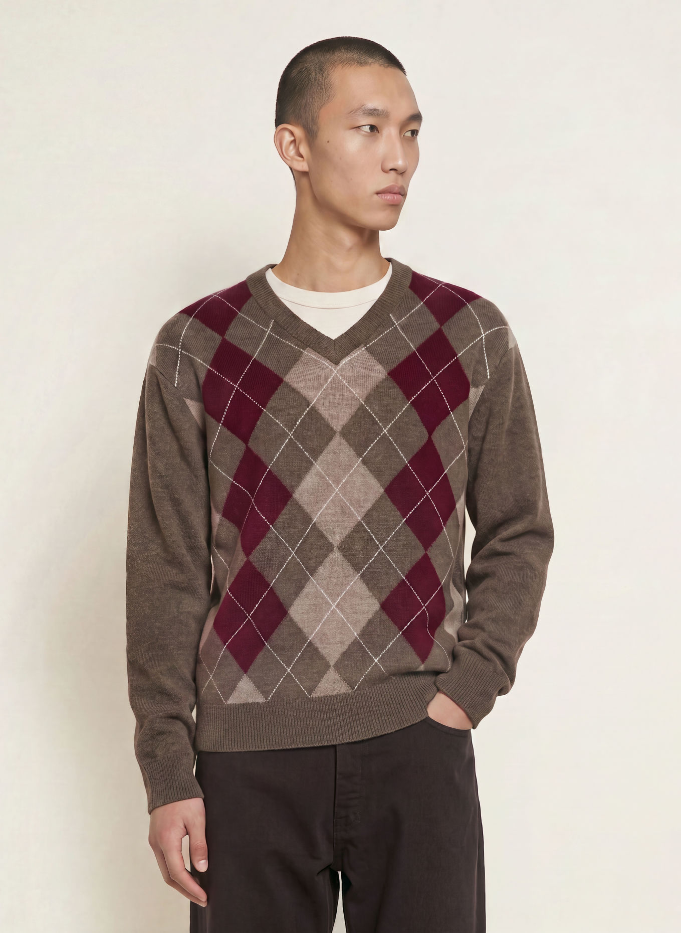 NN.07 Sweter OTTO: FIOLETOWY / CIEMNOBRĄZOWY / SZAROBRĄZOWY