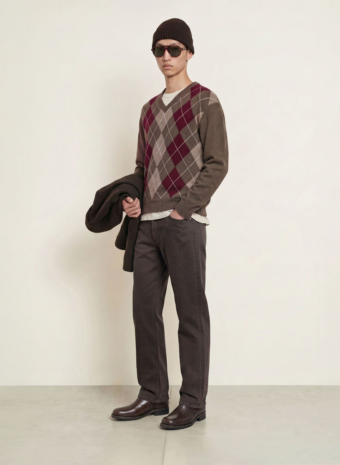 NN.07 Sweter OTTO: FIOLETOWY / CIEMNOBRĄZOWY / SZAROBRĄZOWY