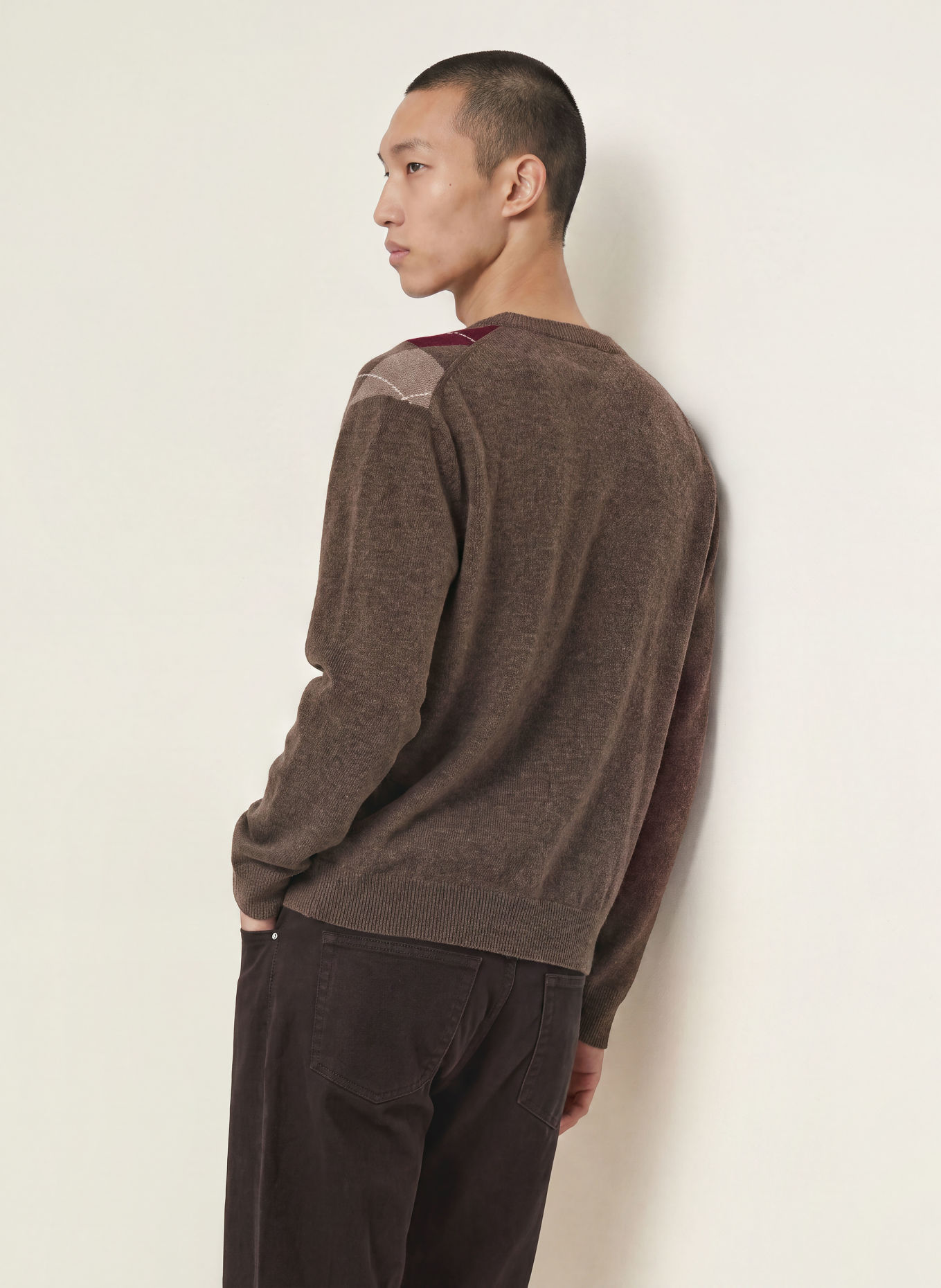 NN.07 Sweter OTTO: FIOLETOWY / CIEMNOBRĄZOWY / SZAROBRĄZOWY