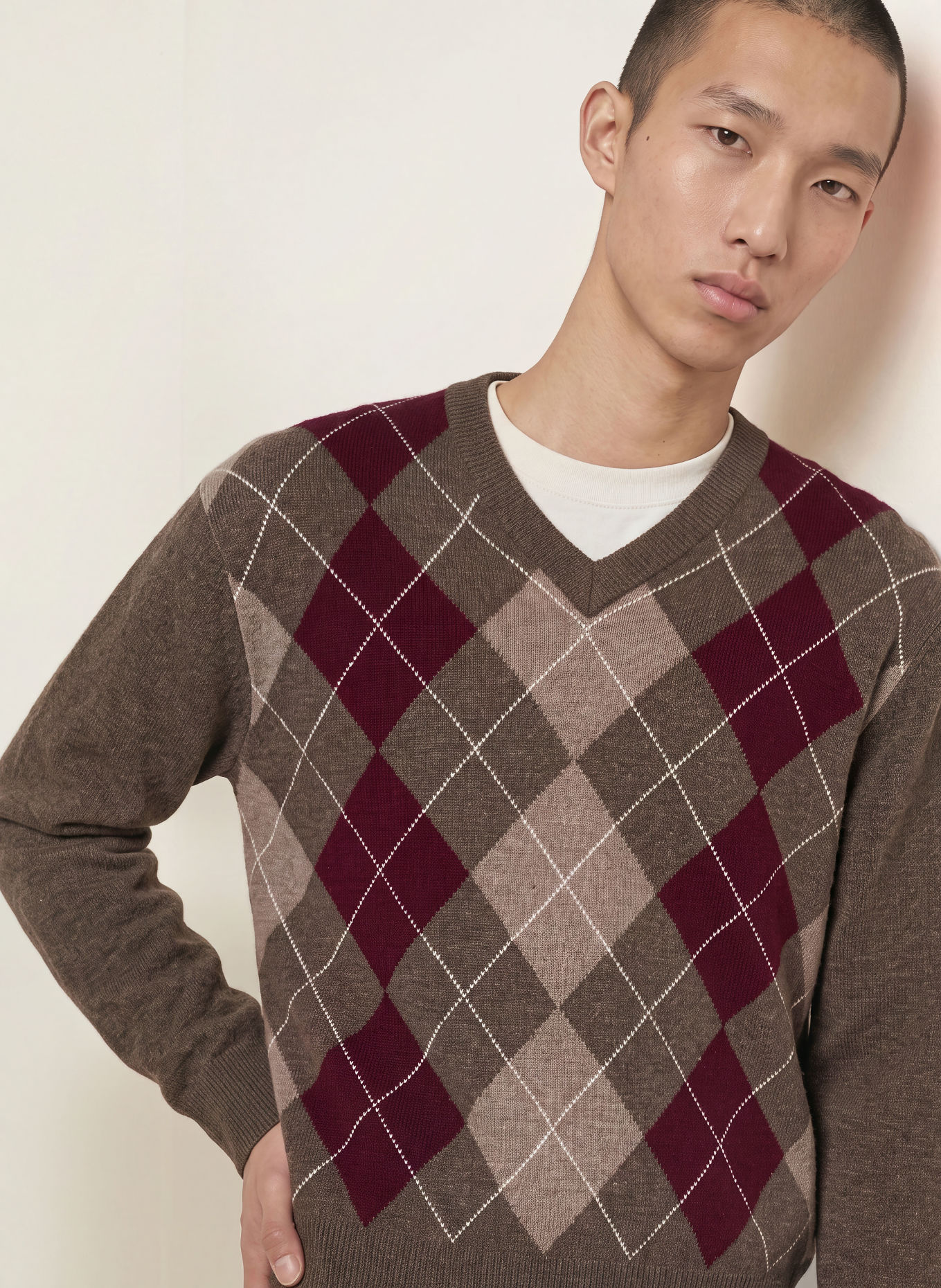 NN.07 Sweter OTTO: FIOLETOWY / CIEMNOBRĄZOWY / SZAROBRĄZOWY