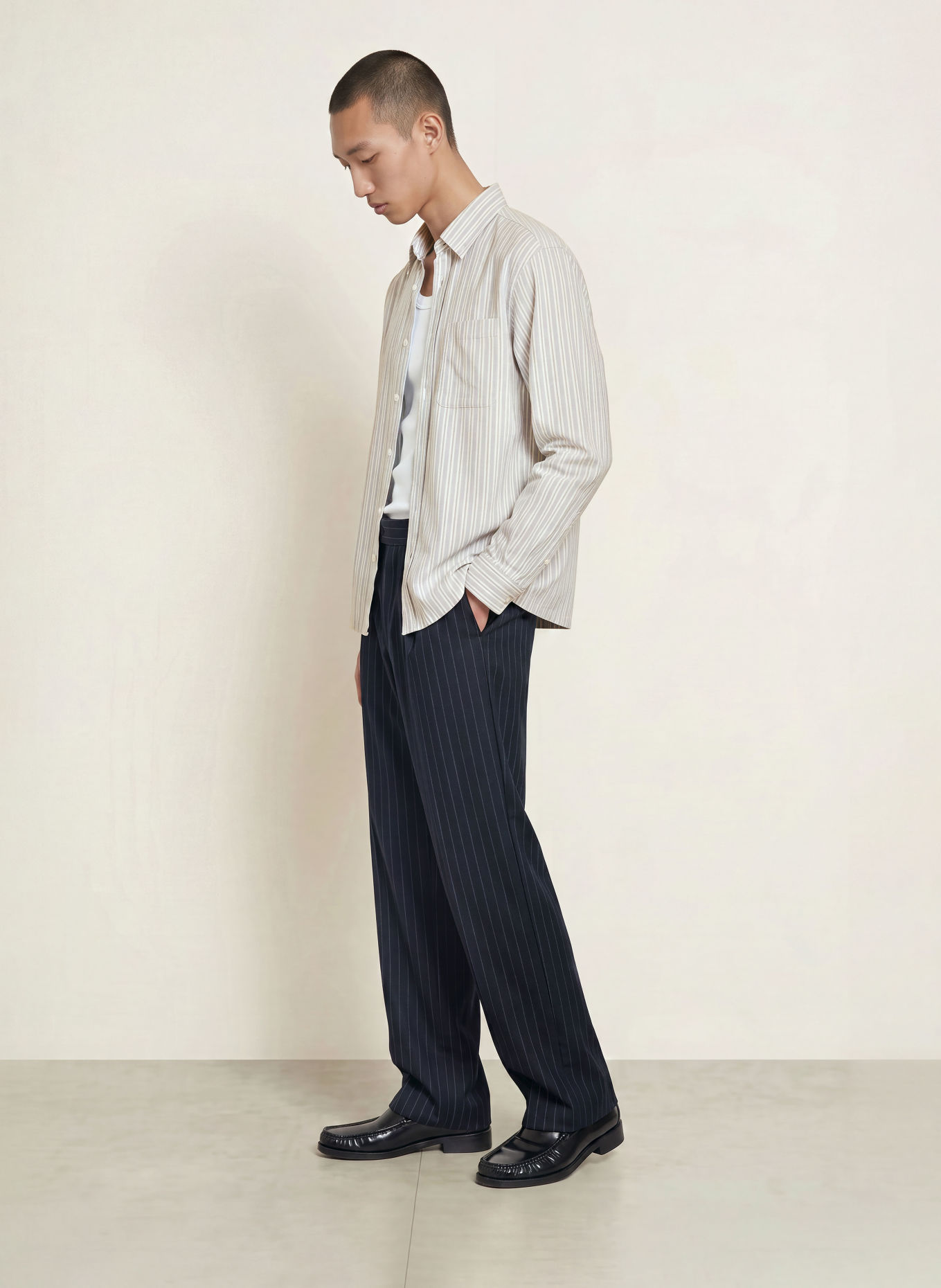 NN.07 Hemd DEON Comfort Fit: BLAUGRAU / ECRU / DUNKELBLAU