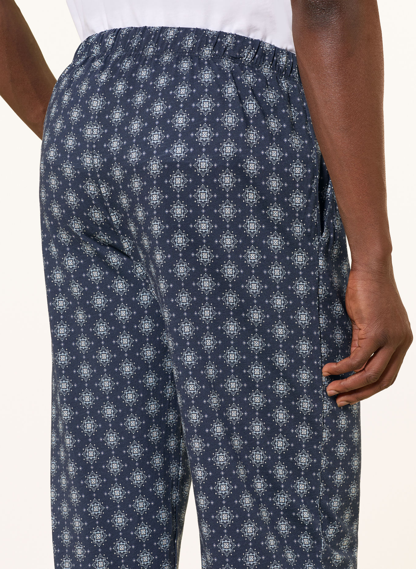 HANRO Schlafhose NIGHT & DAY: DUNKELBLAU / HELLBLAU / WEISS