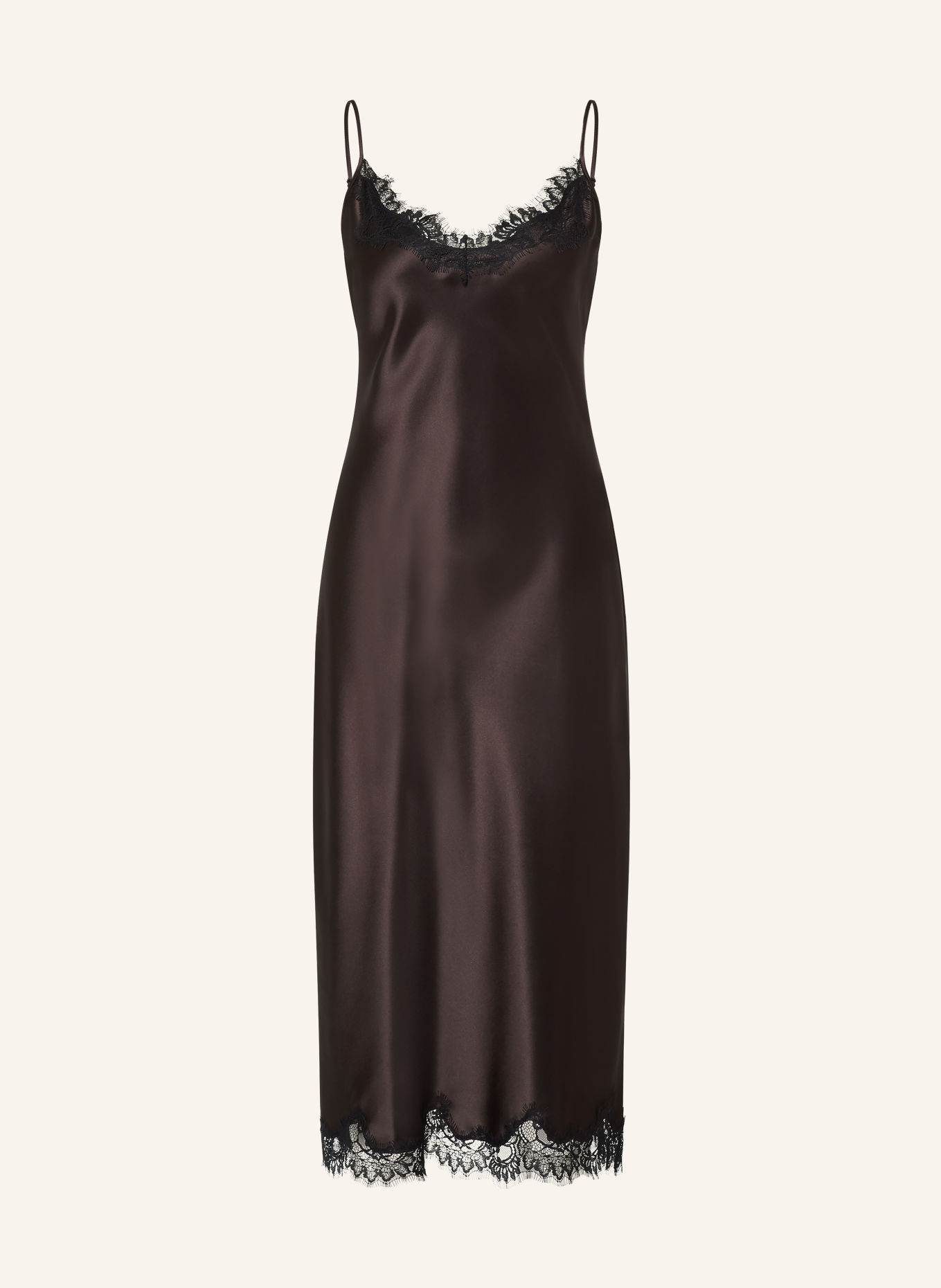 MRS & HUGS Satin dress with lace: DARK BROWN