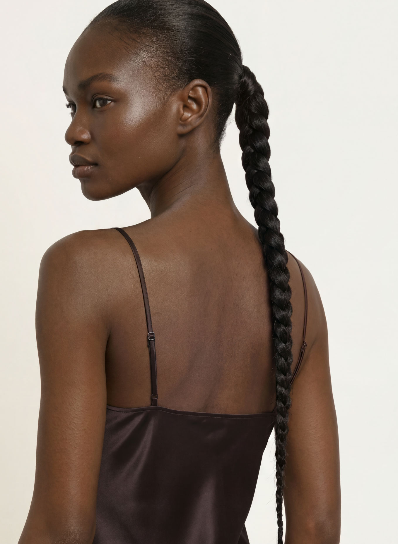 MRS & HUGS Satin dress with lace: DARK BROWN