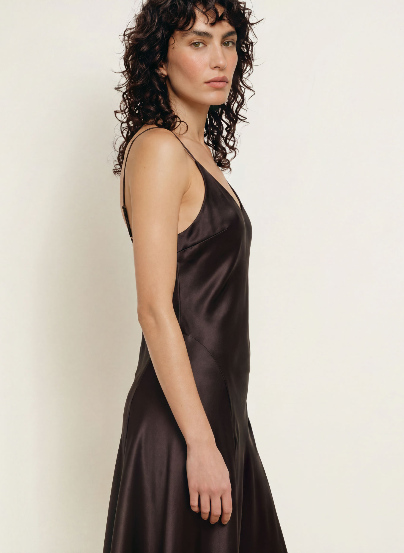 MRS & HUGS Satin dress: DARK BROWN