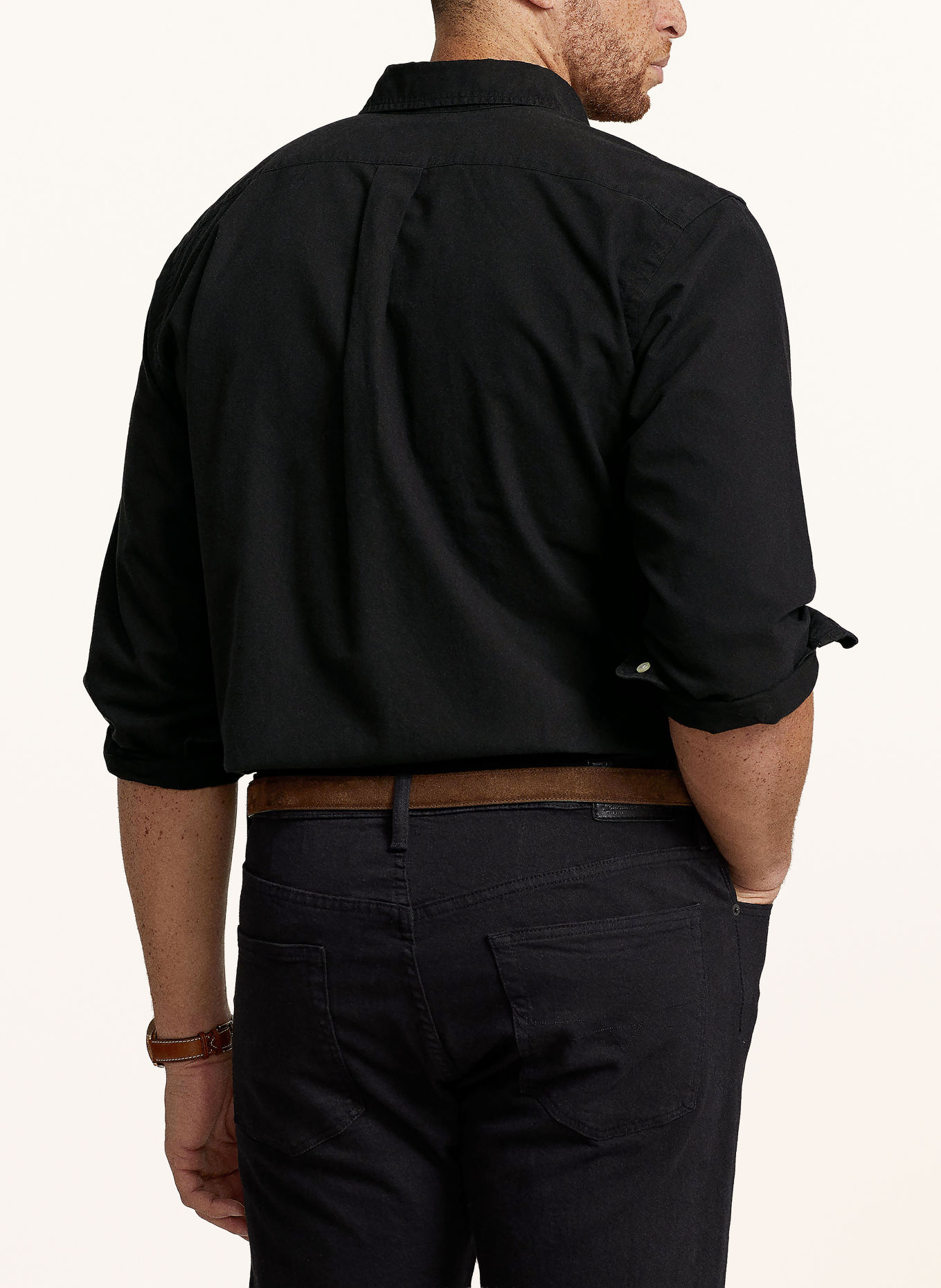 POLO RALPH LAUREN Big & Tall Overhemd Classic Fit: ZWART / DONKERROOD