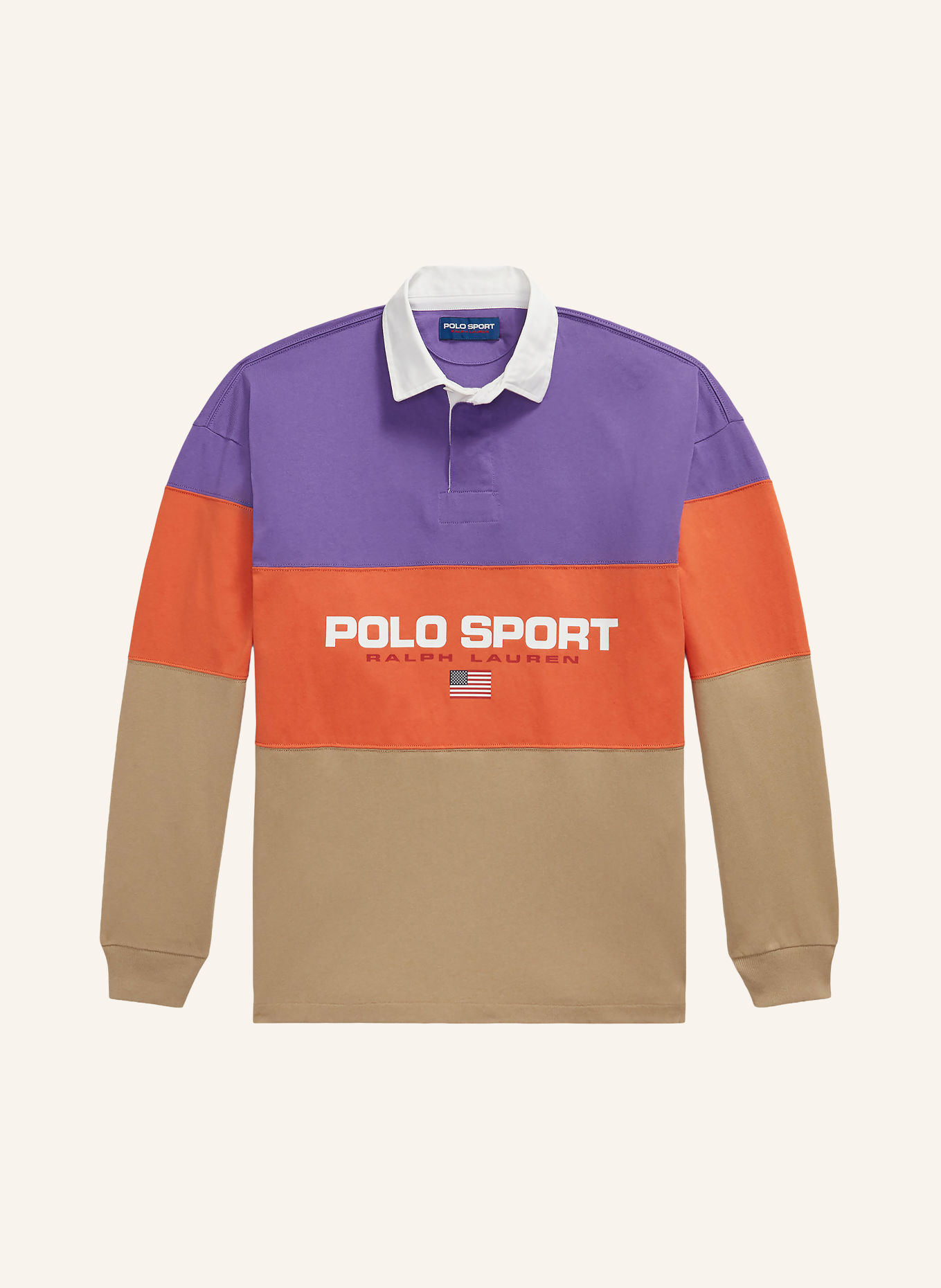 POLO RALPH LAUREN Big Fit Rugby shirt: BEIGE / PURPLE / DARK ORANGE