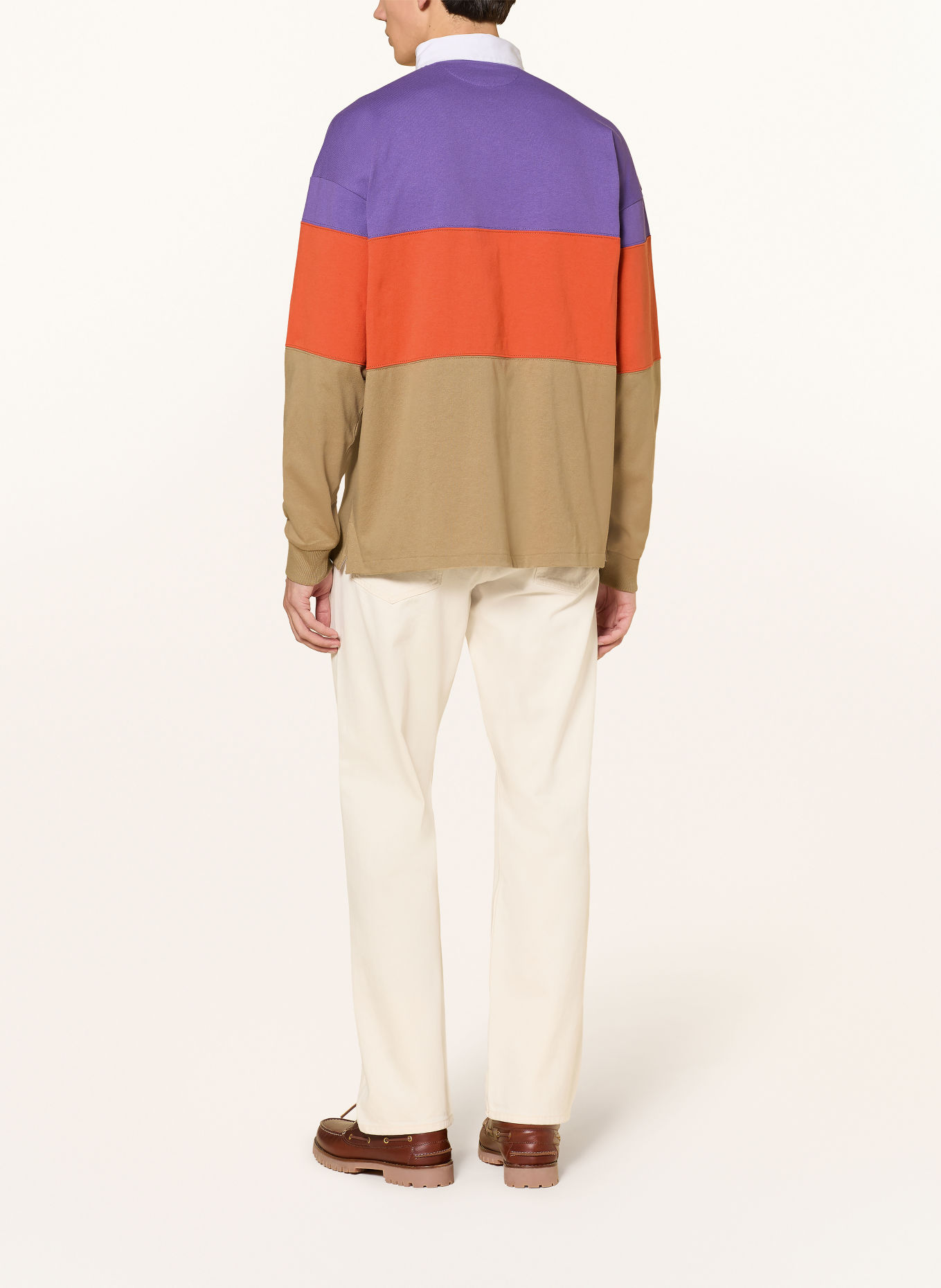POLO RALPH LAUREN Big Fit Rugby shirt: BEIGE / PURPLE / DARK ORANGE
